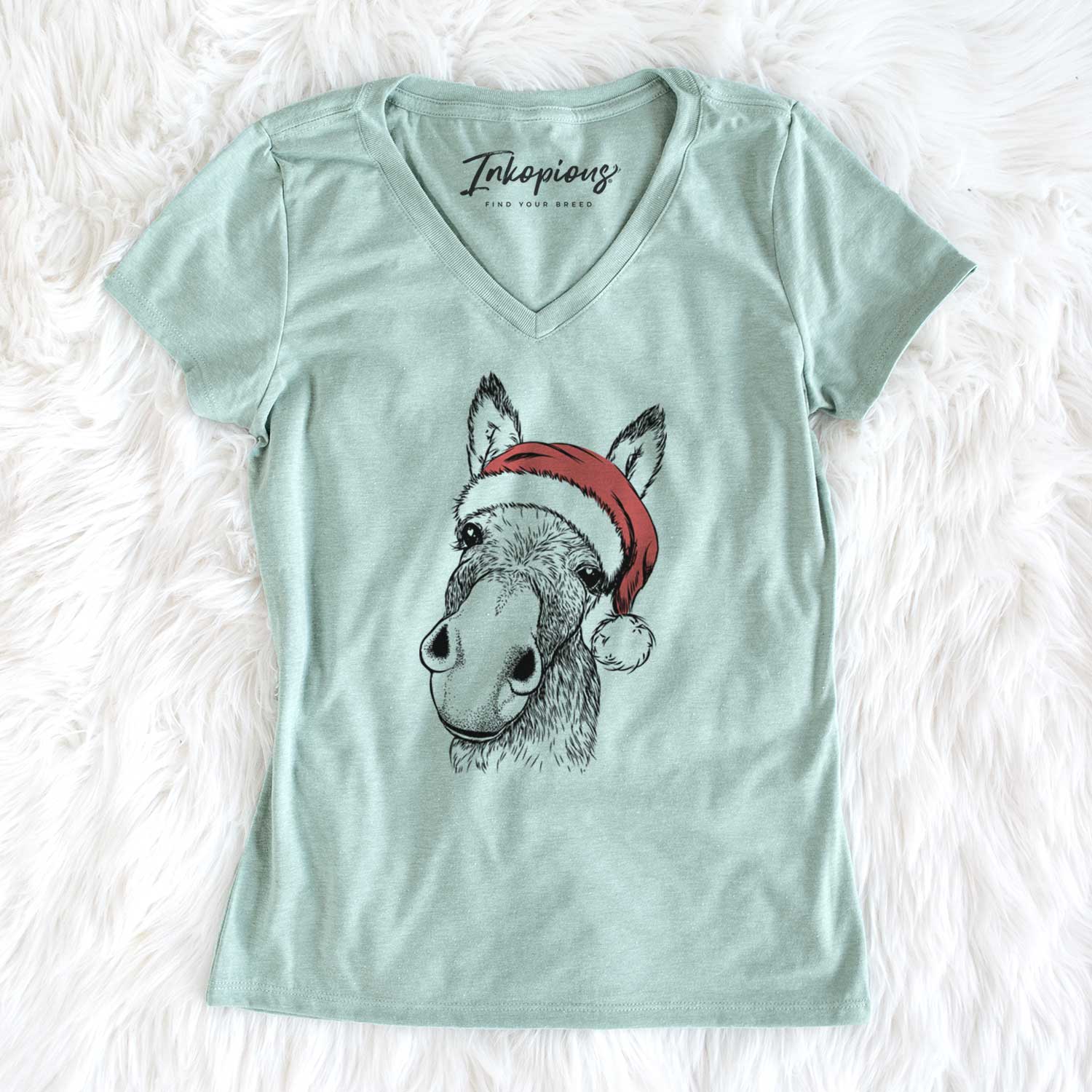 Santa Jenny the Donkey - Women's V-neck Shirt
