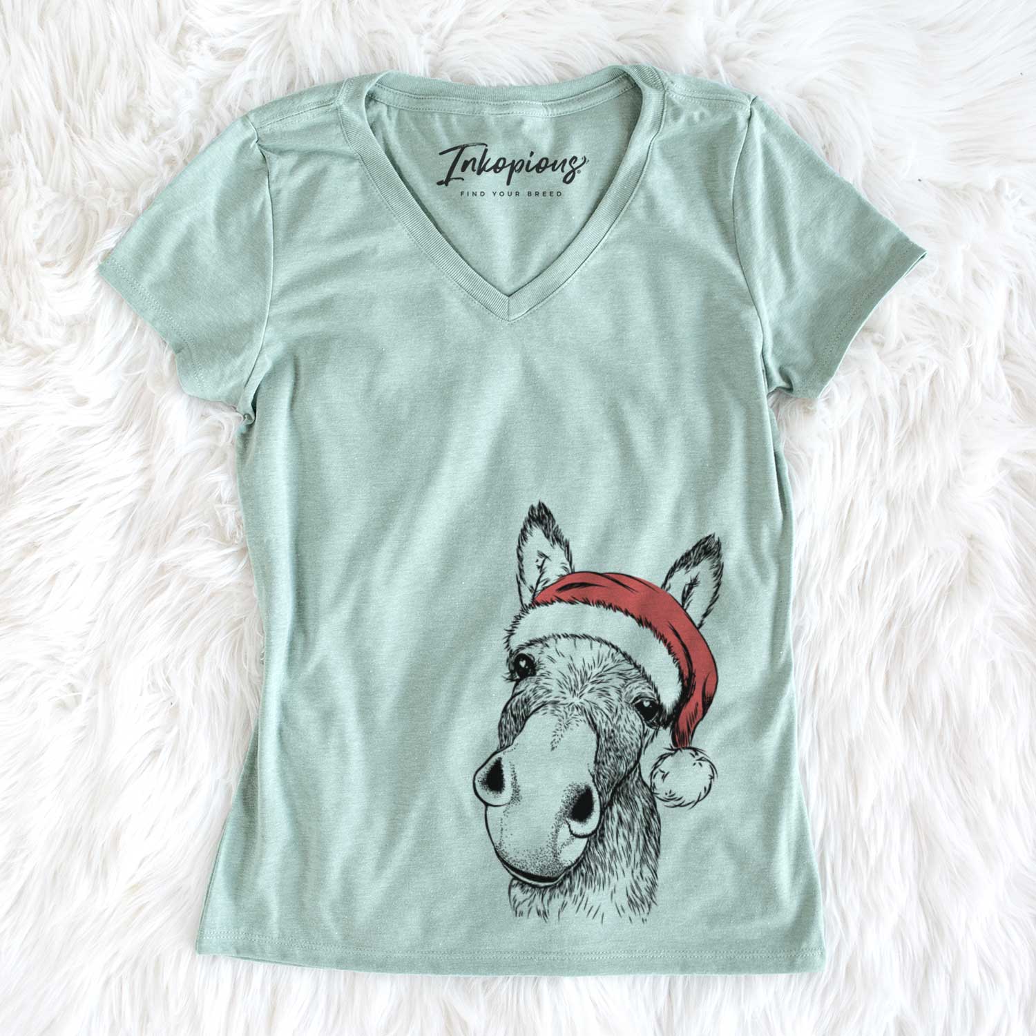 Santa Jenny the Donkey - Women's V-neck Shirt