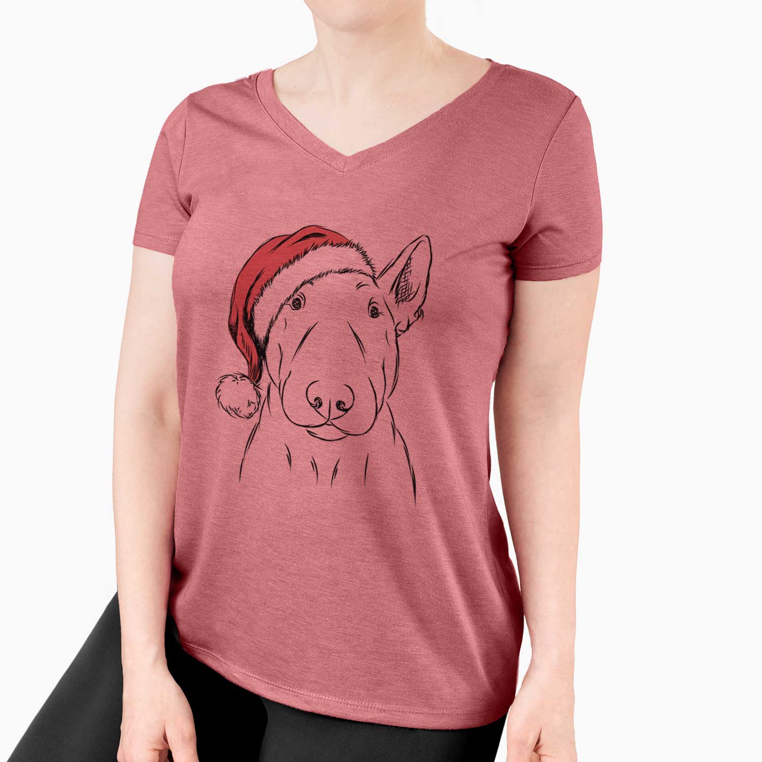 Santa Jett the Bull Terrier - Women's V-neck Shirt