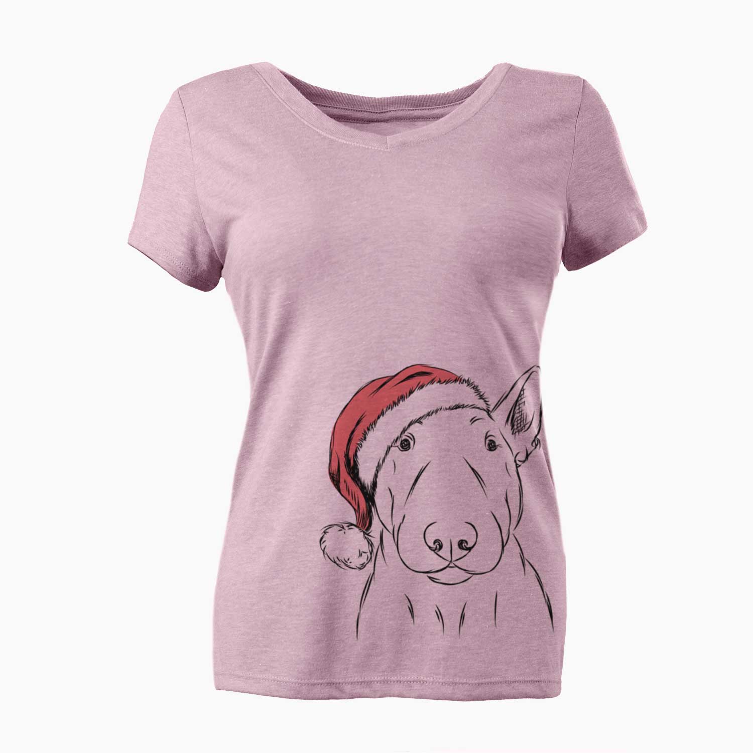 Santa Jett the Bull Terrier - Women's V-neck Shirt