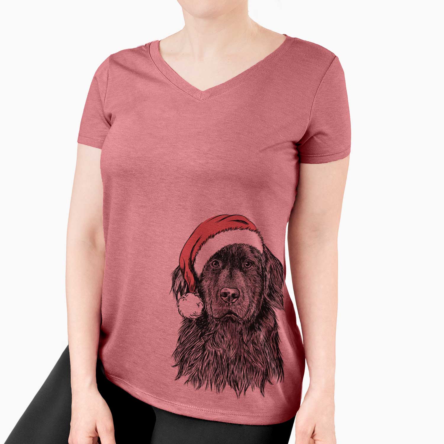Santa Jinx the Newfoundland - Women's V-neck Shirt