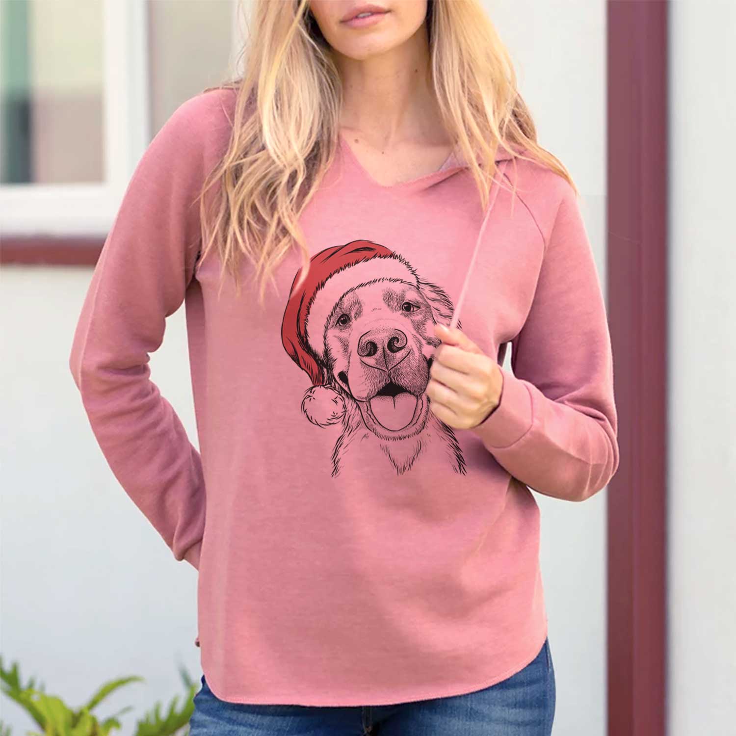Santa Jordy the Golden Retriever - Cali Wave Hooded Sweatshirt