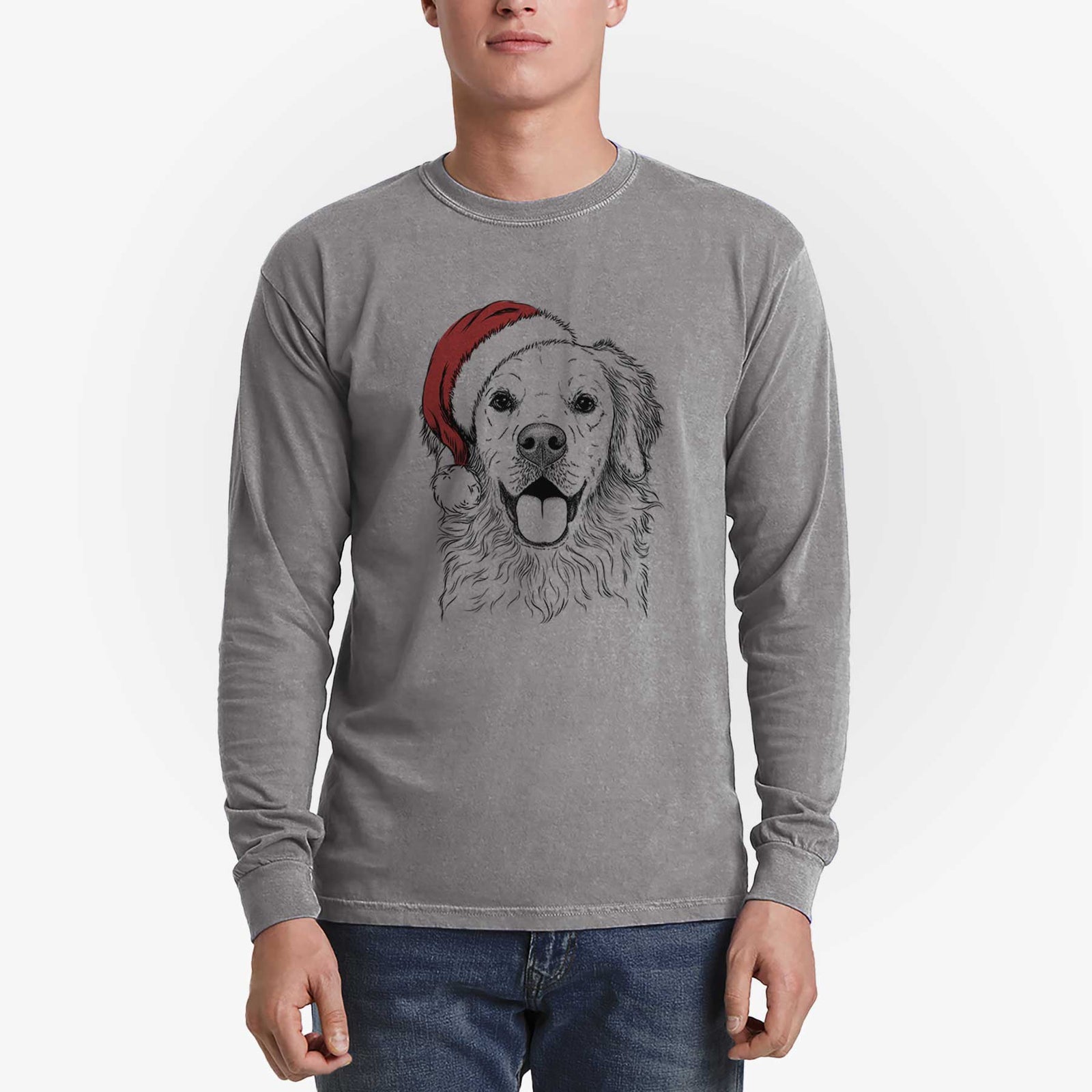 Santa Juniper the Golden Retriever - Heavyweight 100% Cotton Long Sleeve