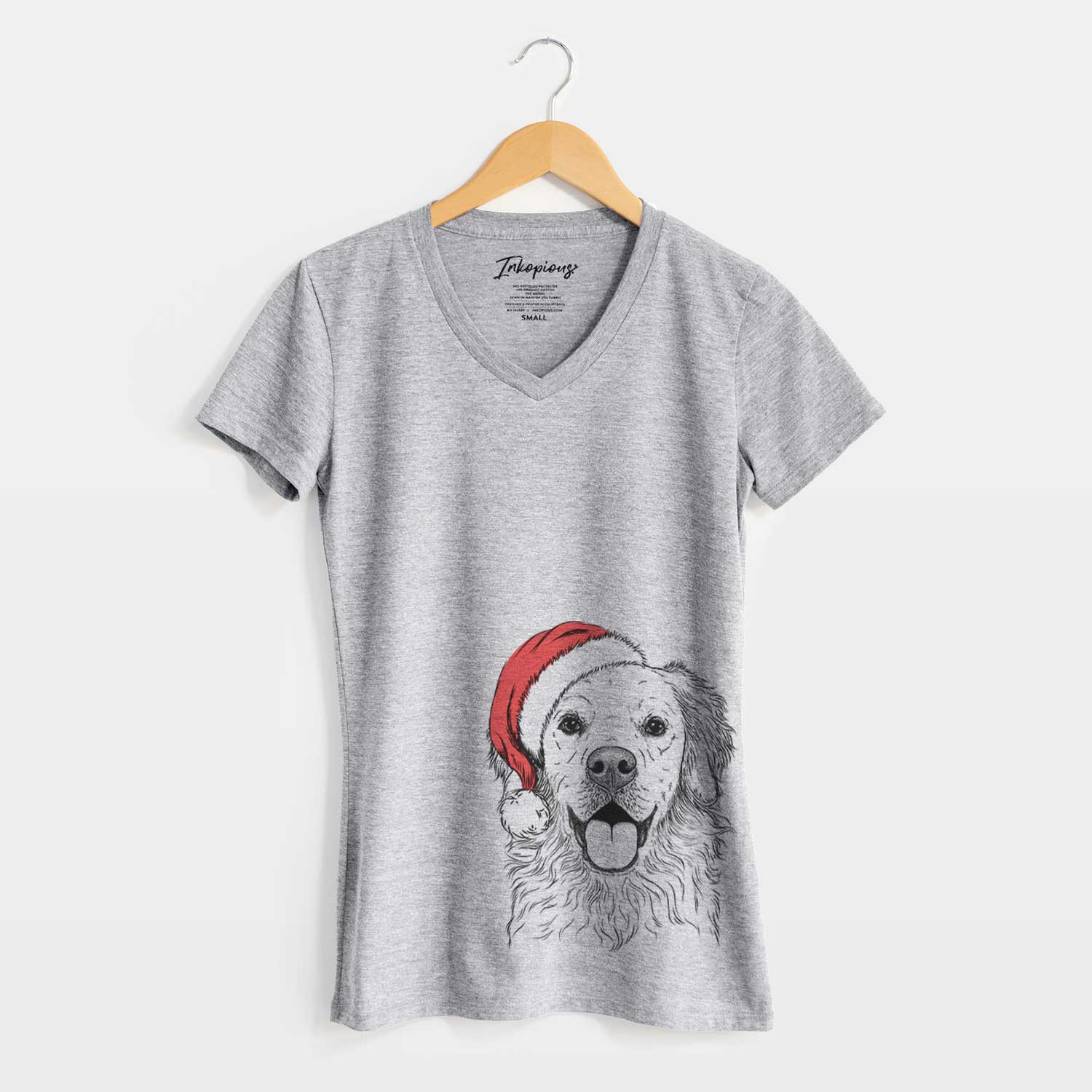 Santa Juniper the Golden Retriever - Women's V-neck Shirt