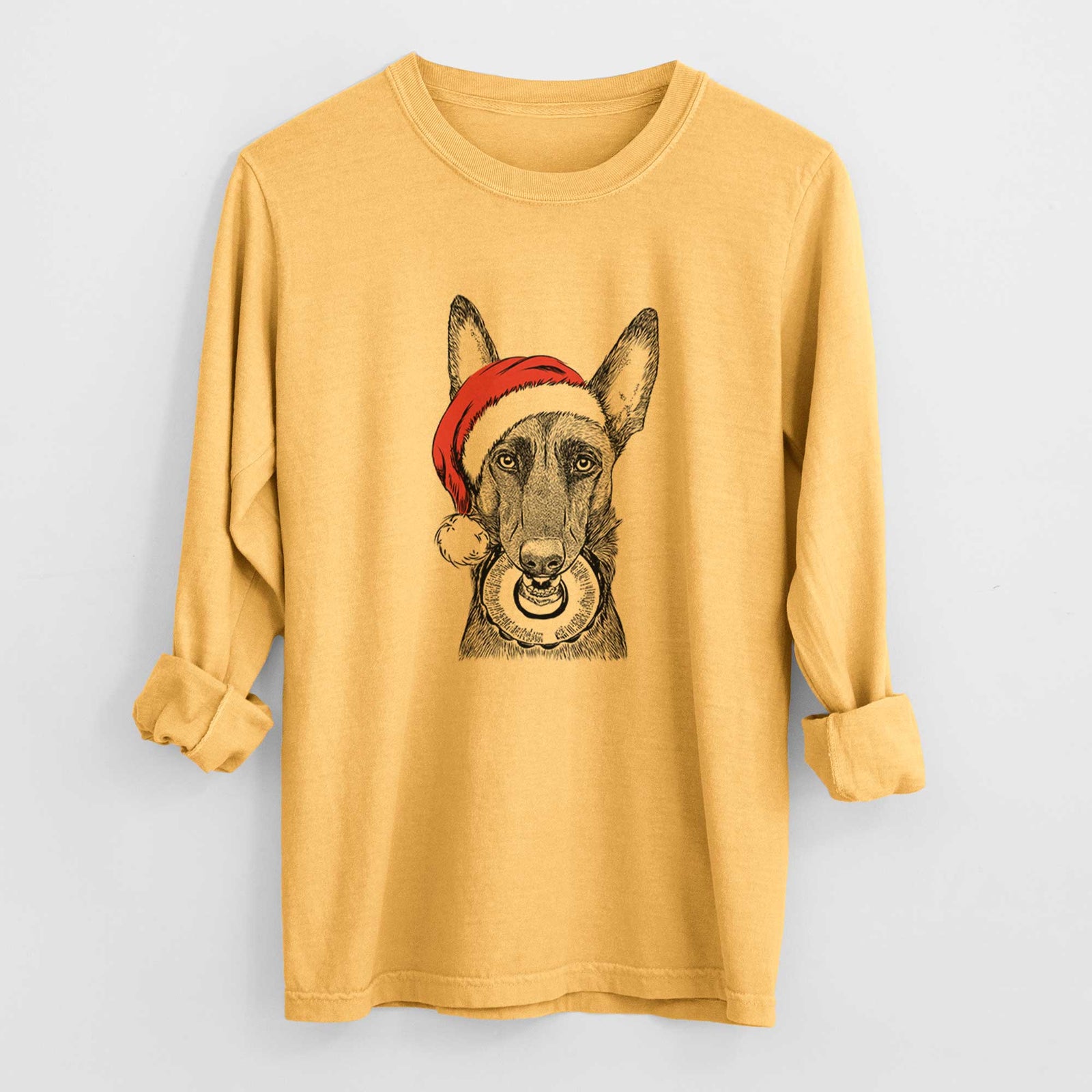 Santa Juno the Belgian Malinois - Heavyweight 100% Cotton Long Sleeve