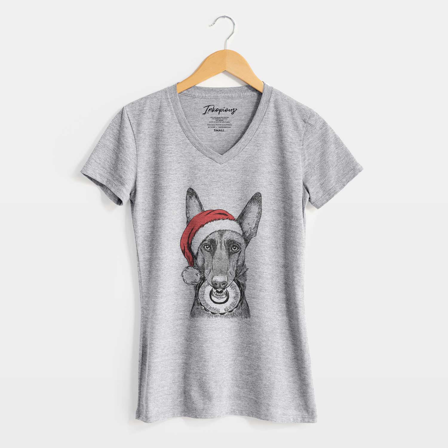 Santa Juno the Belgian Malinois - Women's V-neck Shirt
