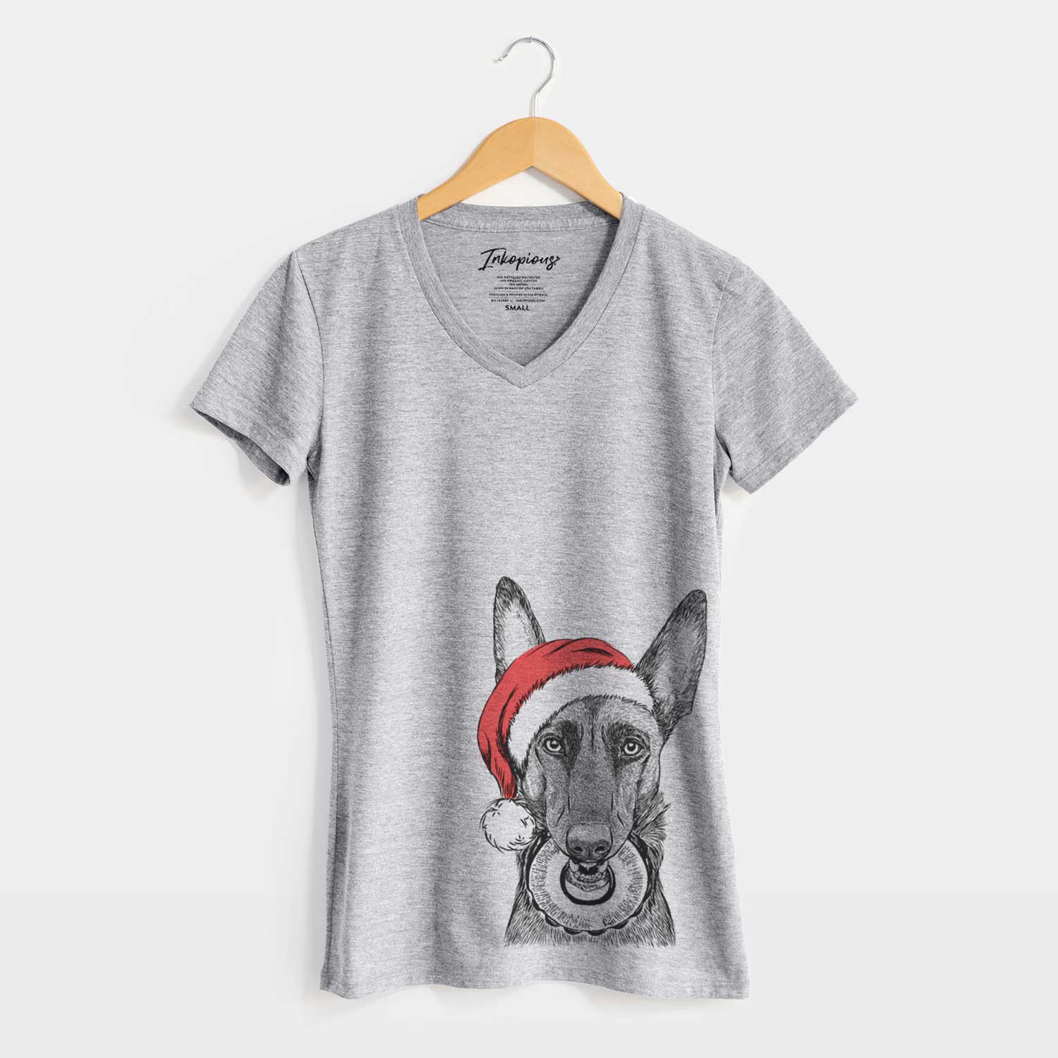 Santa Juno the Belgian Malinois - Women's V-neck Shirt