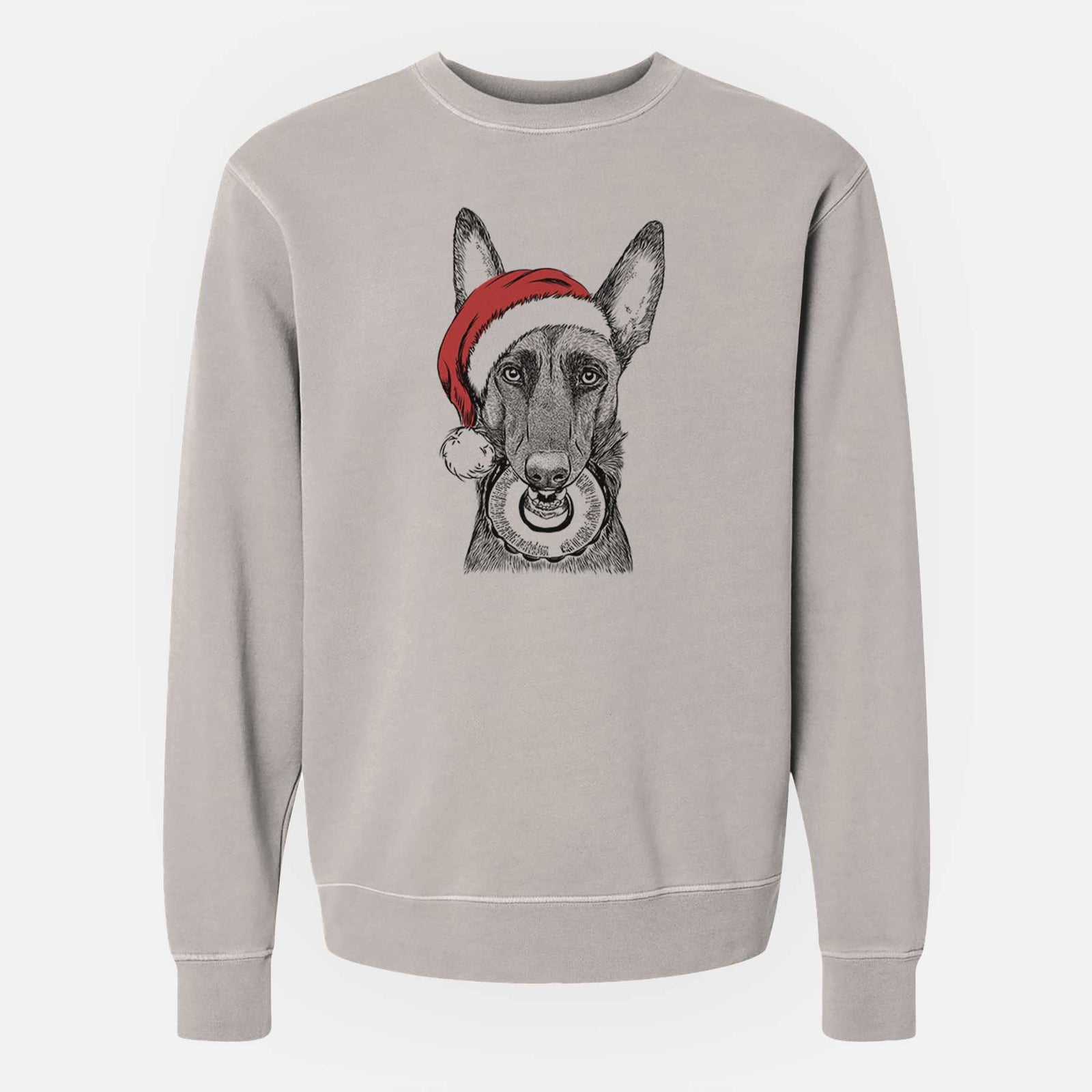 Santa Juno the Belgian Malinois - Unisex Pigment Dyed Crew Sweatshirt