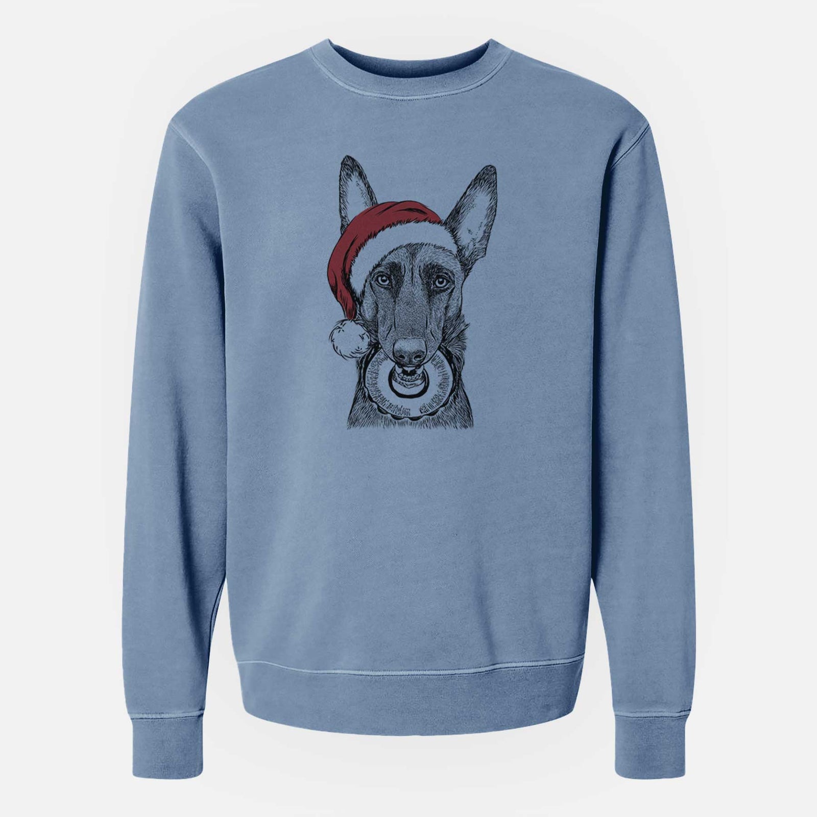 Santa Juno the Belgian Malinois - Unisex Pigment Dyed Crew Sweatshirt
