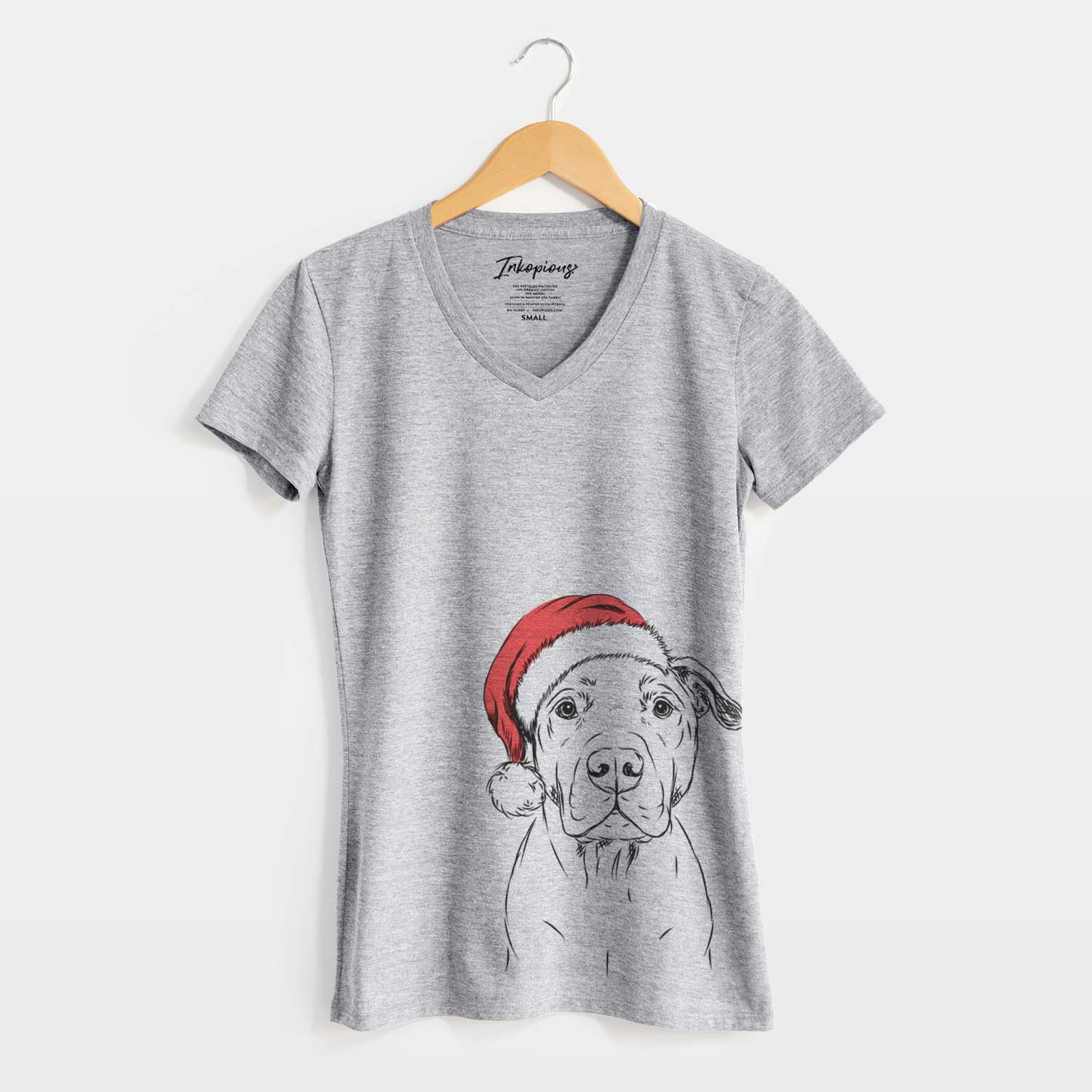 Santa Kadin the Pitbull - Women's V-neck Shirt