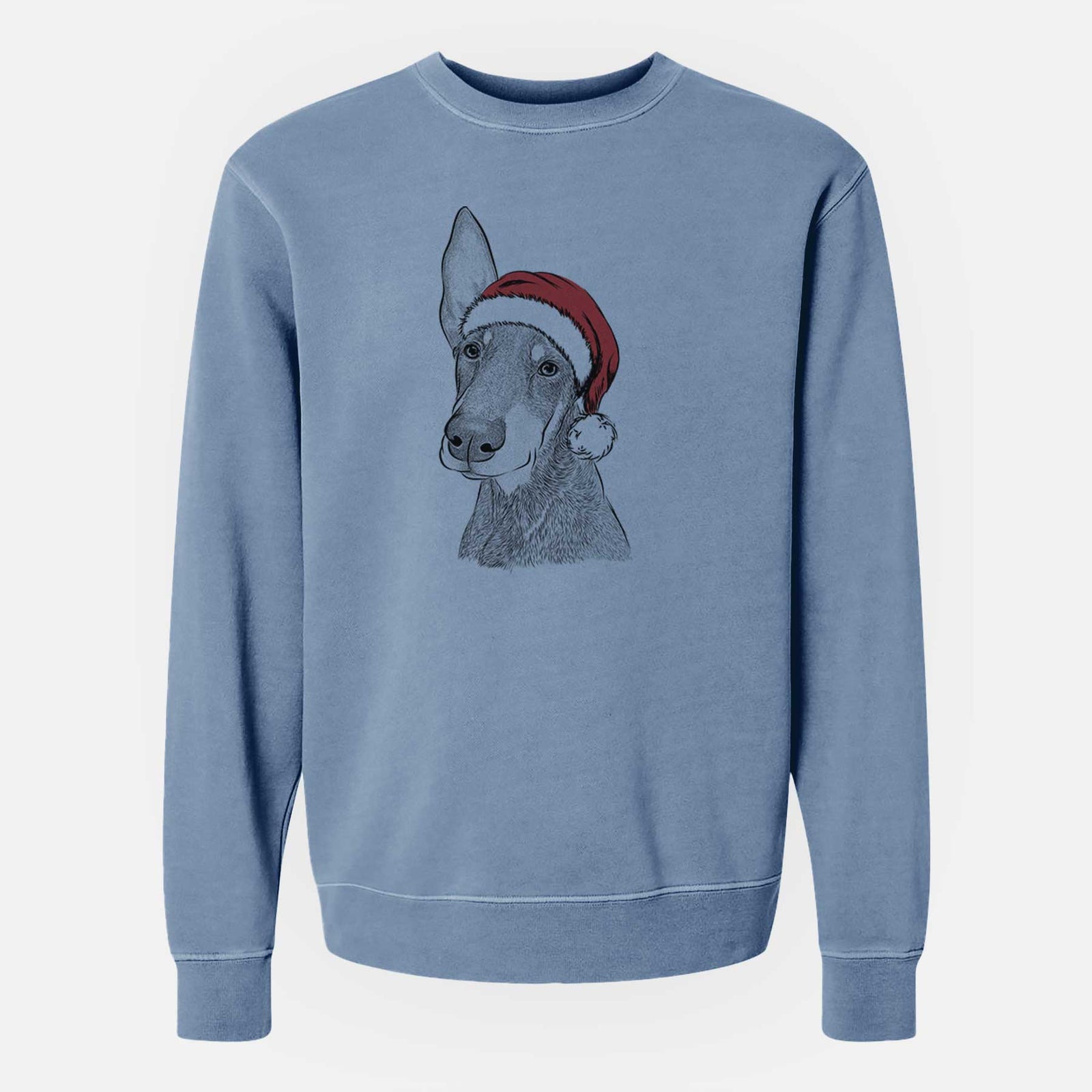 Santa Kain the Doberman Pinscher - Unisex Pigment Dyed Crew Sweatshirt