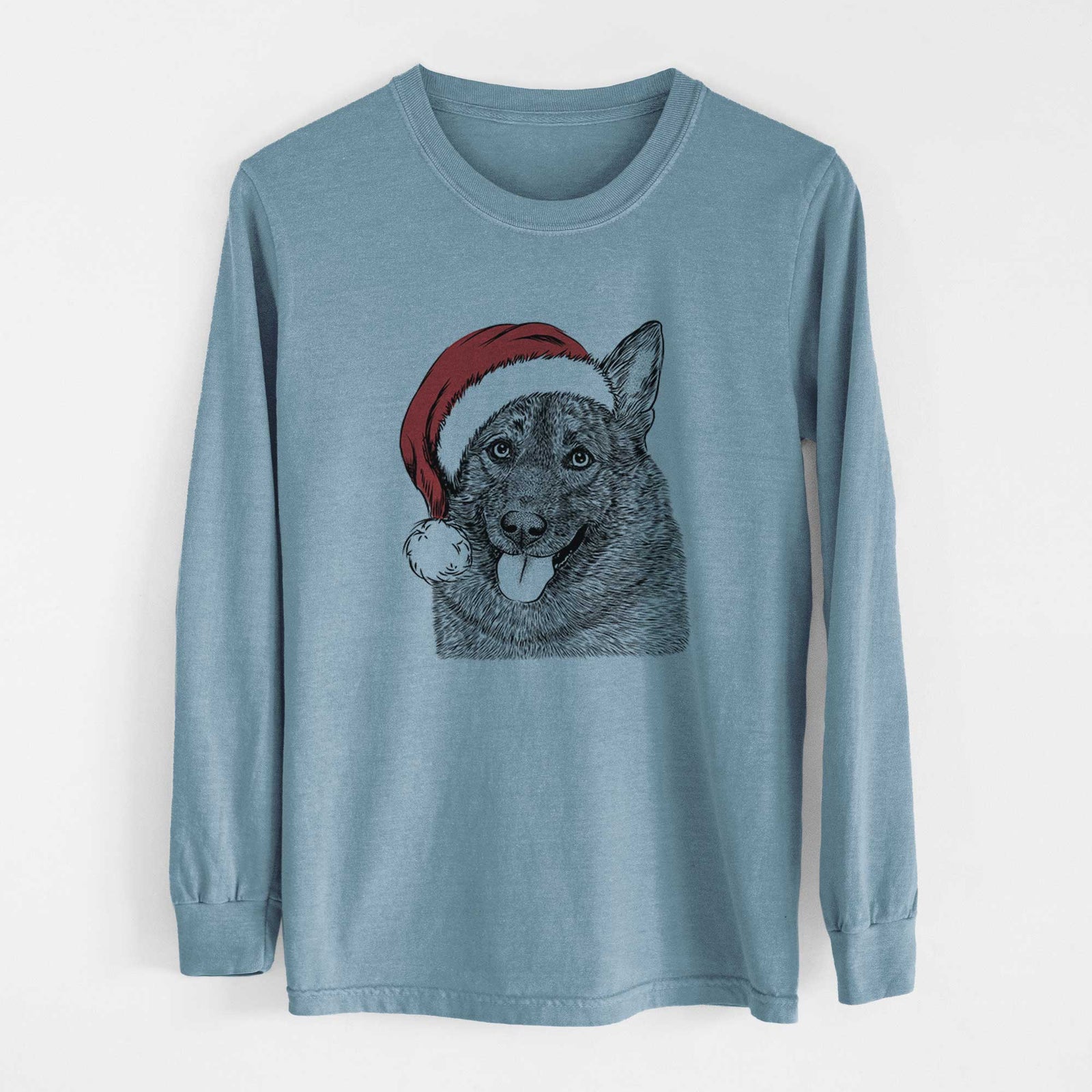 Santa Kasia the Norwegian Elkhound - Heavyweight 100% Cotton Long Sleeve