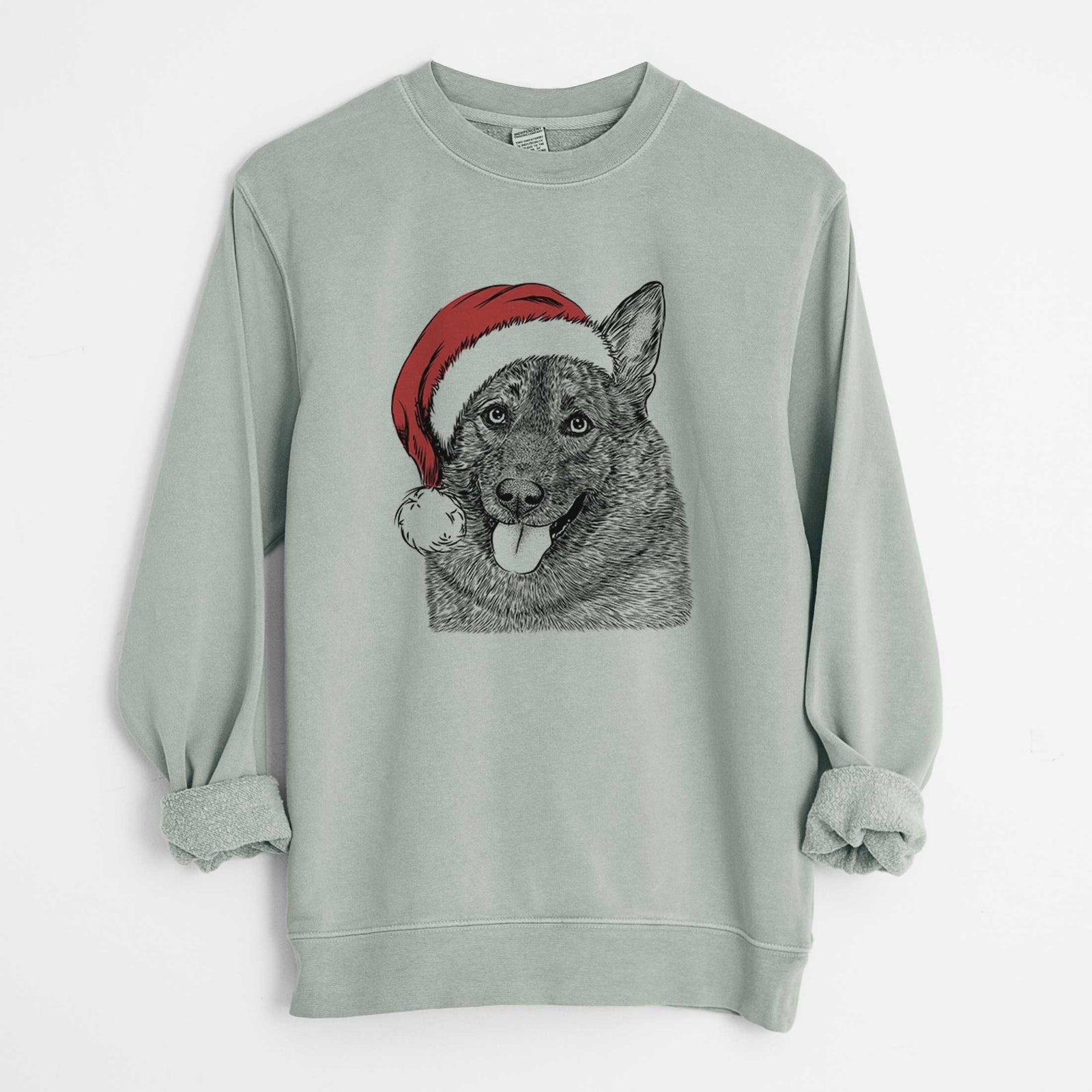 Santa Kasia the Norwegian Elkhound - Unisex Pigment Dyed Crew Sweatshirt