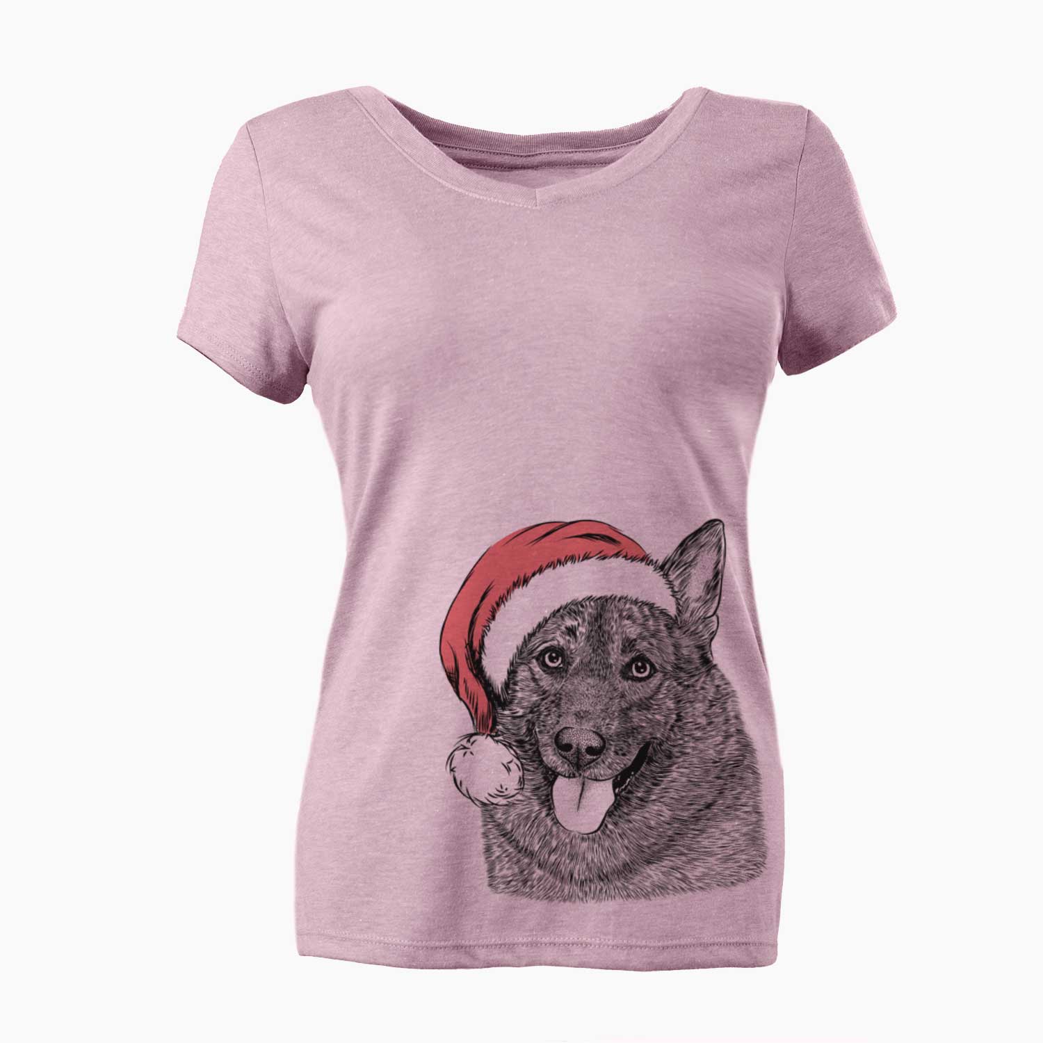 Santa Kasia the Norwegian Elkhound - Women's V-neck Shirt
