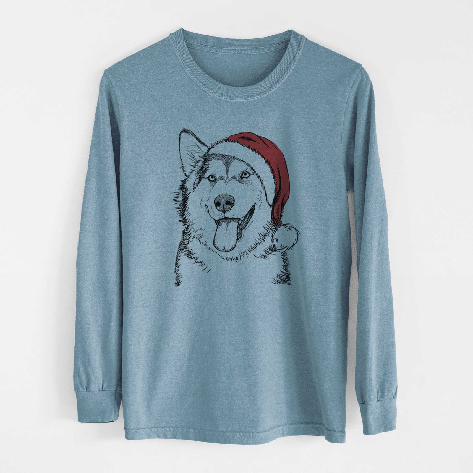 Santa Kaskae the Alaskan Malamute - Heavyweight 100% Cotton Long Sleeve