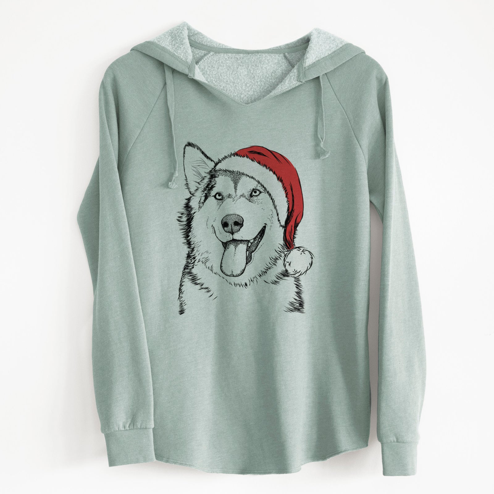 Santa Kaskae the Alaskan Malamute - Cali Wave Hooded Sweatshirt
