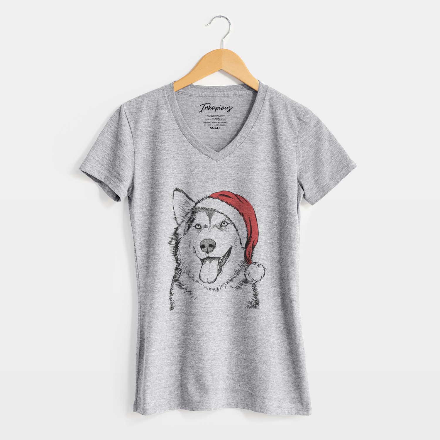 Santa Kaskae the Alaskan Malamute - Women's V-neck Shirt