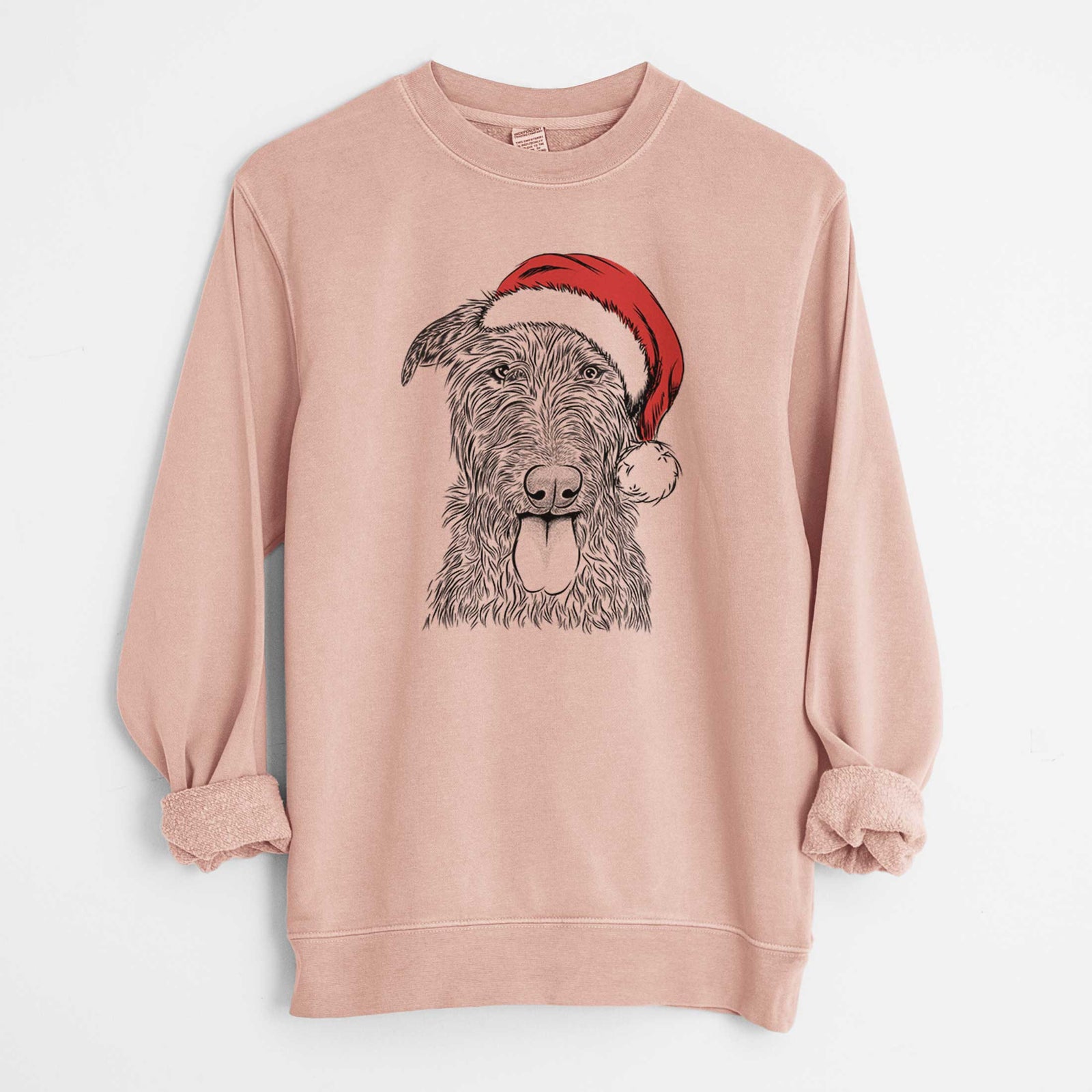 Santa Keeva the Irish Wolfhound - Unisex Pigment Dyed Crew Sweatshirt