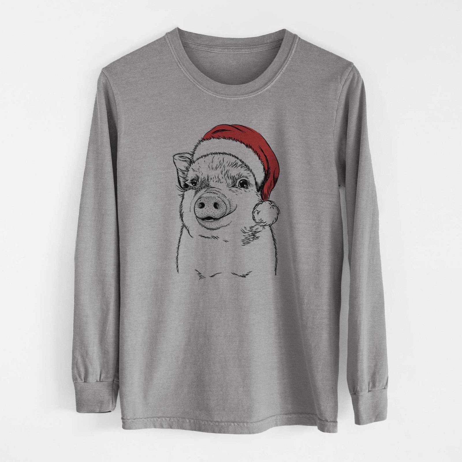 Santa Kevin the Spotted Pig - Heavyweight 100% Cotton Long Sleeve