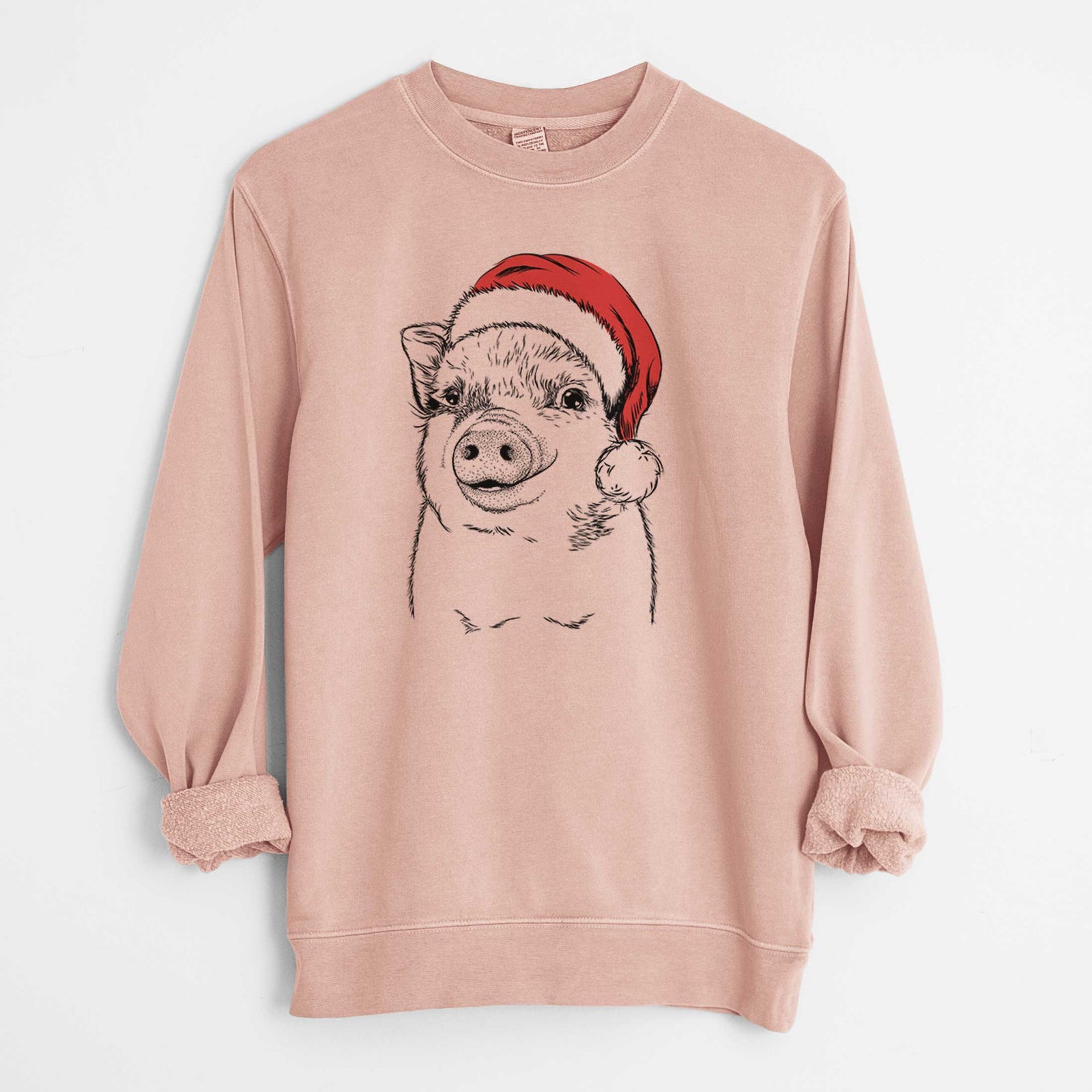 Santa Kevin the Spotted Pig - Unisex Pigment Dyed Crew Sweatshirt