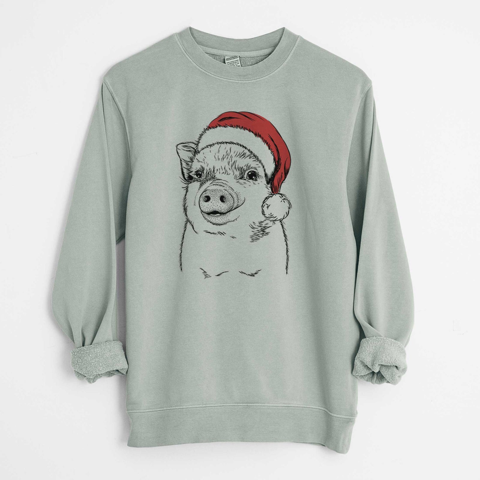 Santa Kevin the Spotted Pig - Unisex Pigment Dyed Crew Sweatshirt