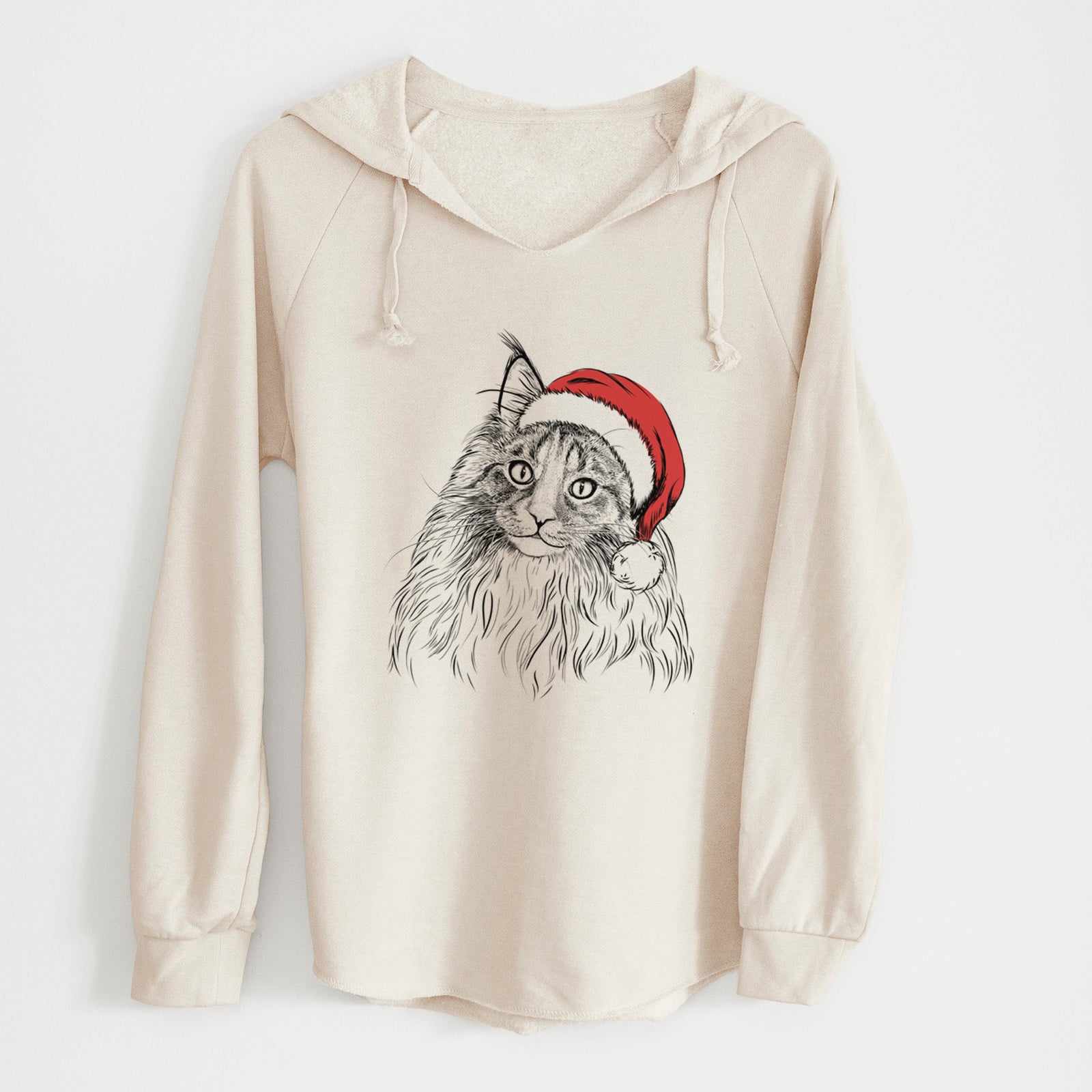 Santa Kiki the Maine Coon Cat - Cali Wave Hooded Sweatshirt