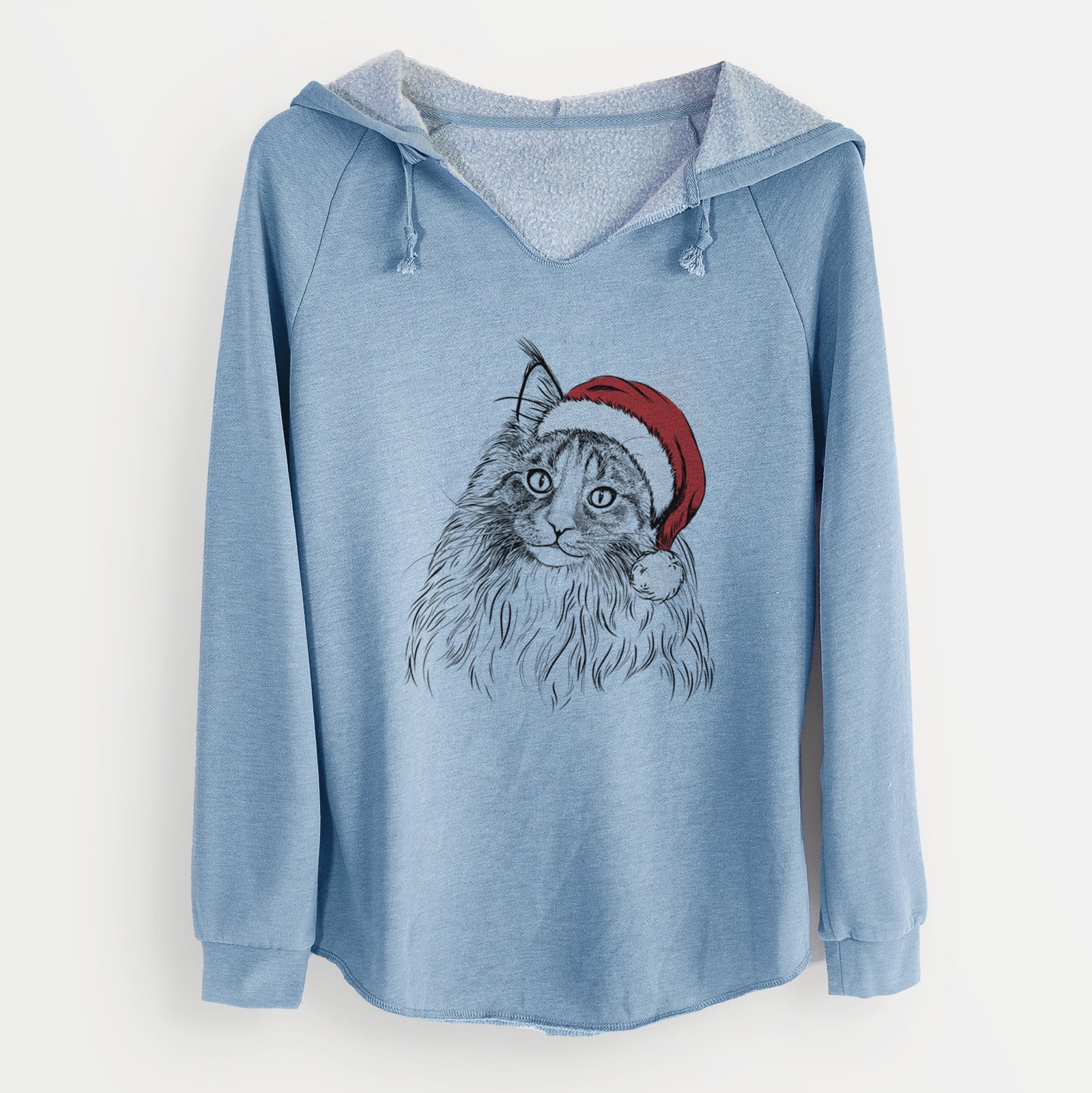 Santa Kiki the Maine Coon Cat - Cali Wave Hooded Sweatshirt