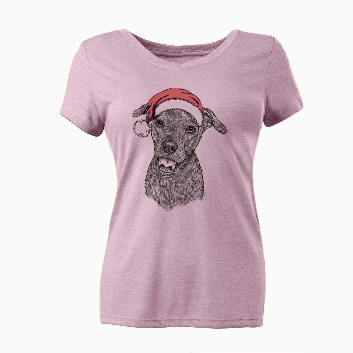 Santa Kirby the Mountain Cur Mix - Women's V-neck Shirt