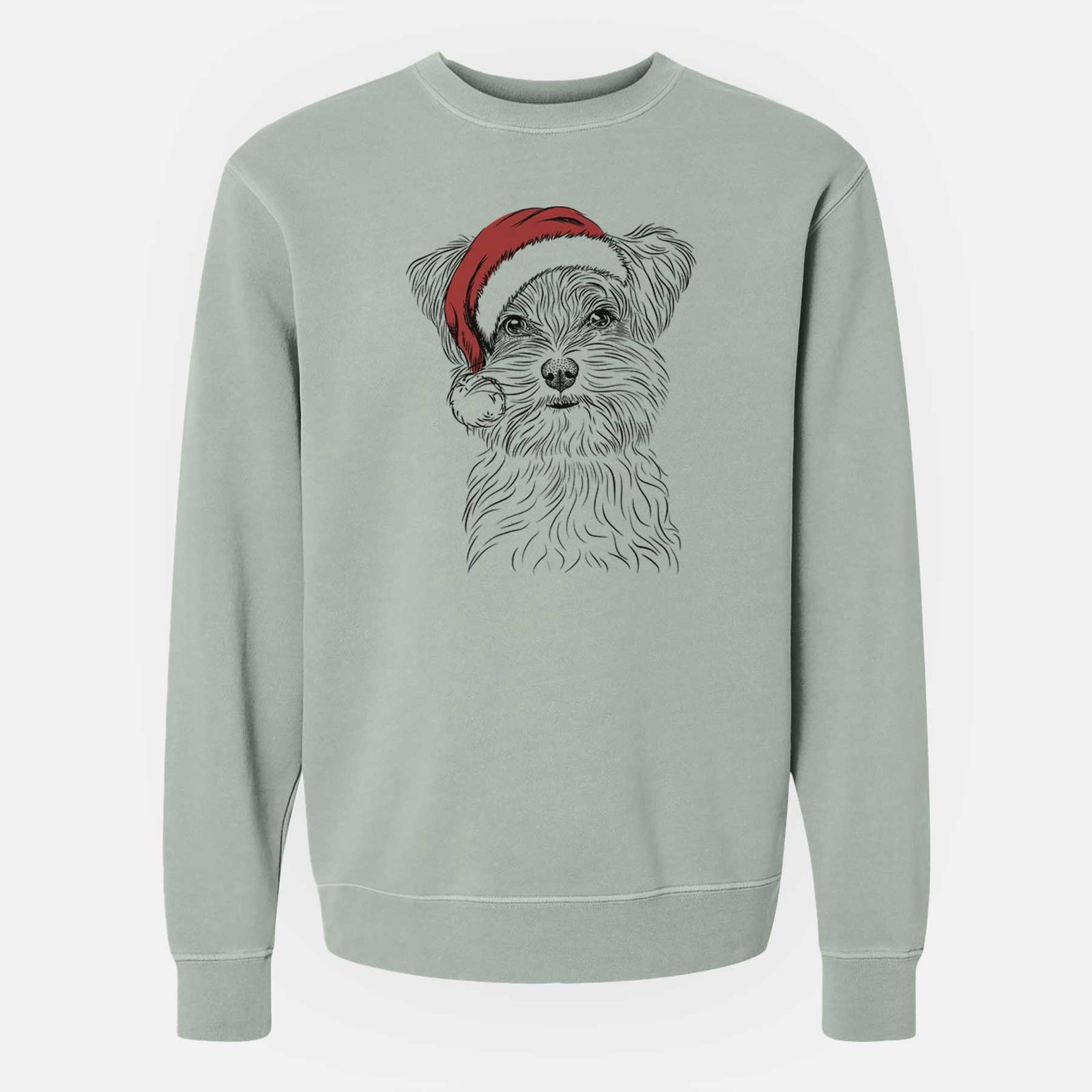 Santa Kiwi the Morkie - Unisex Pigment Dyed Crew Sweatshirt