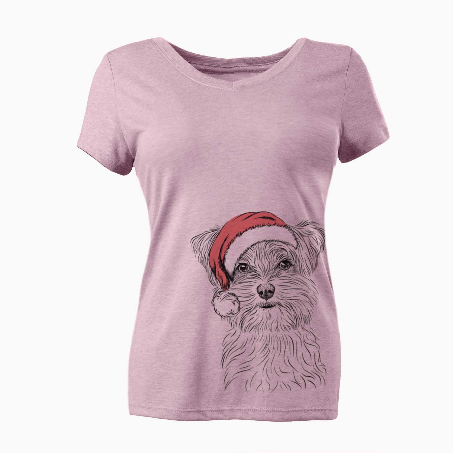 Santa Kiwi the Morkie - Women's V-neck Shirt