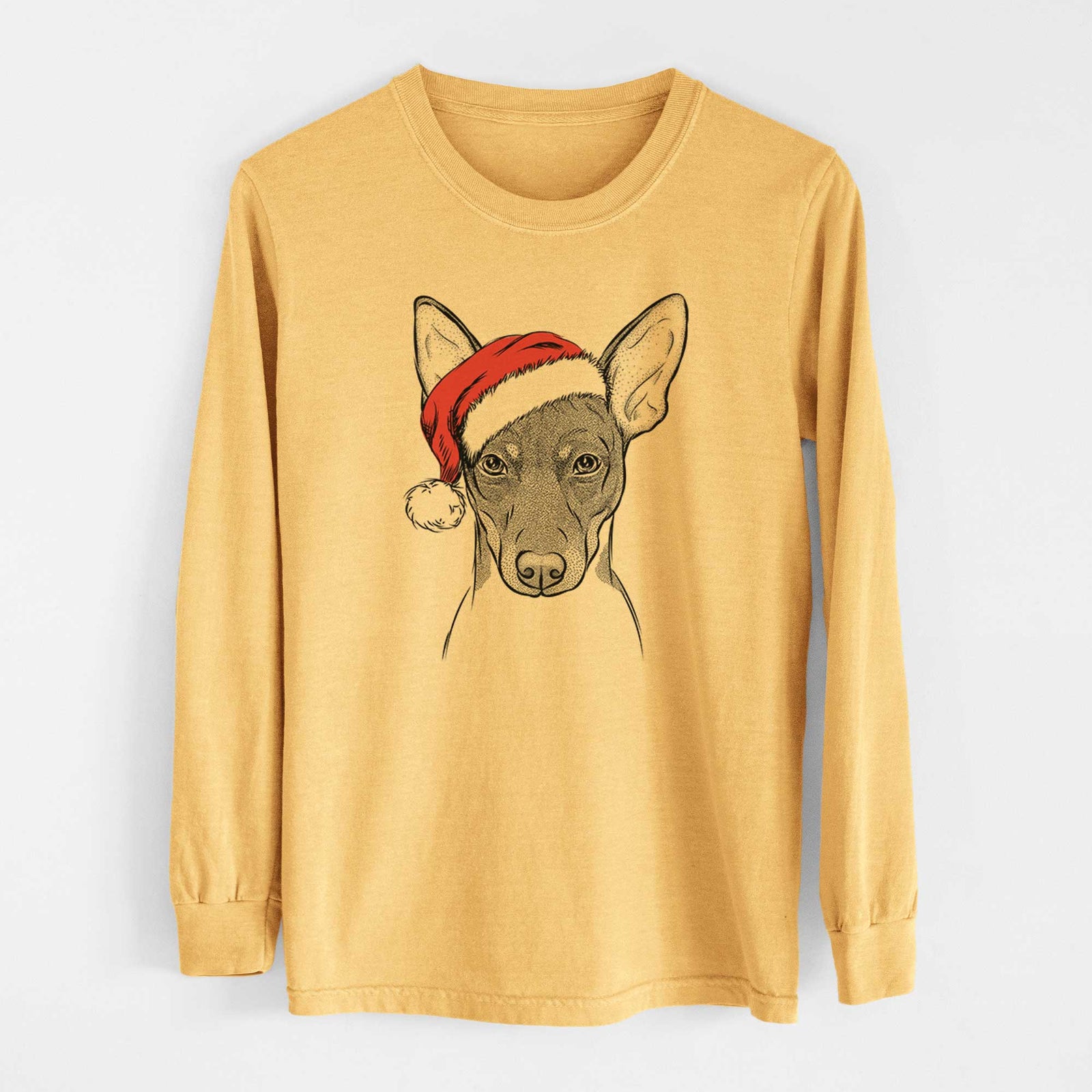Santa Knox the Rat Terrier - Heavyweight 100% Cotton Long Sleeve