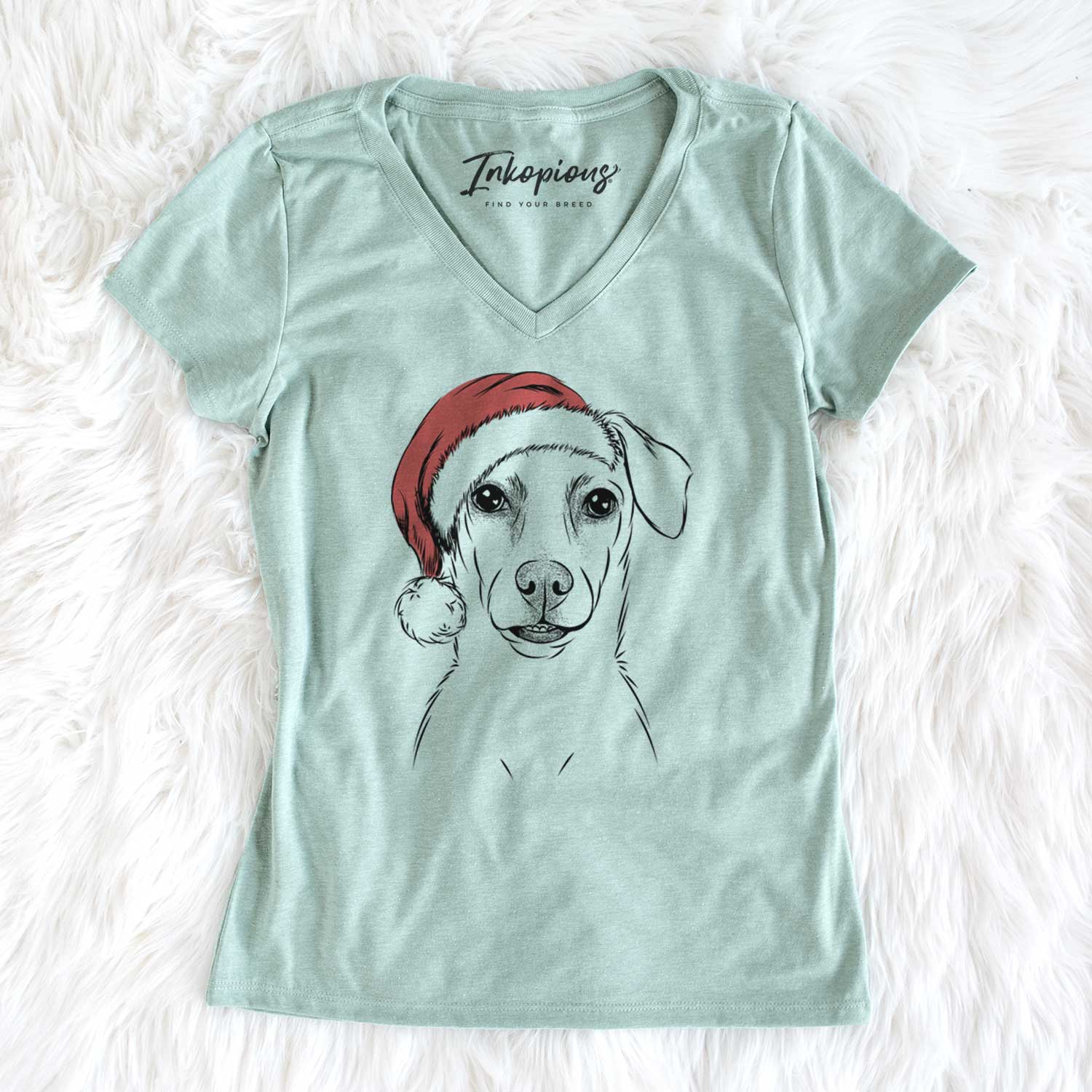 Santa Koa the Jack Russell Terrier - Women's V-neck Shirt