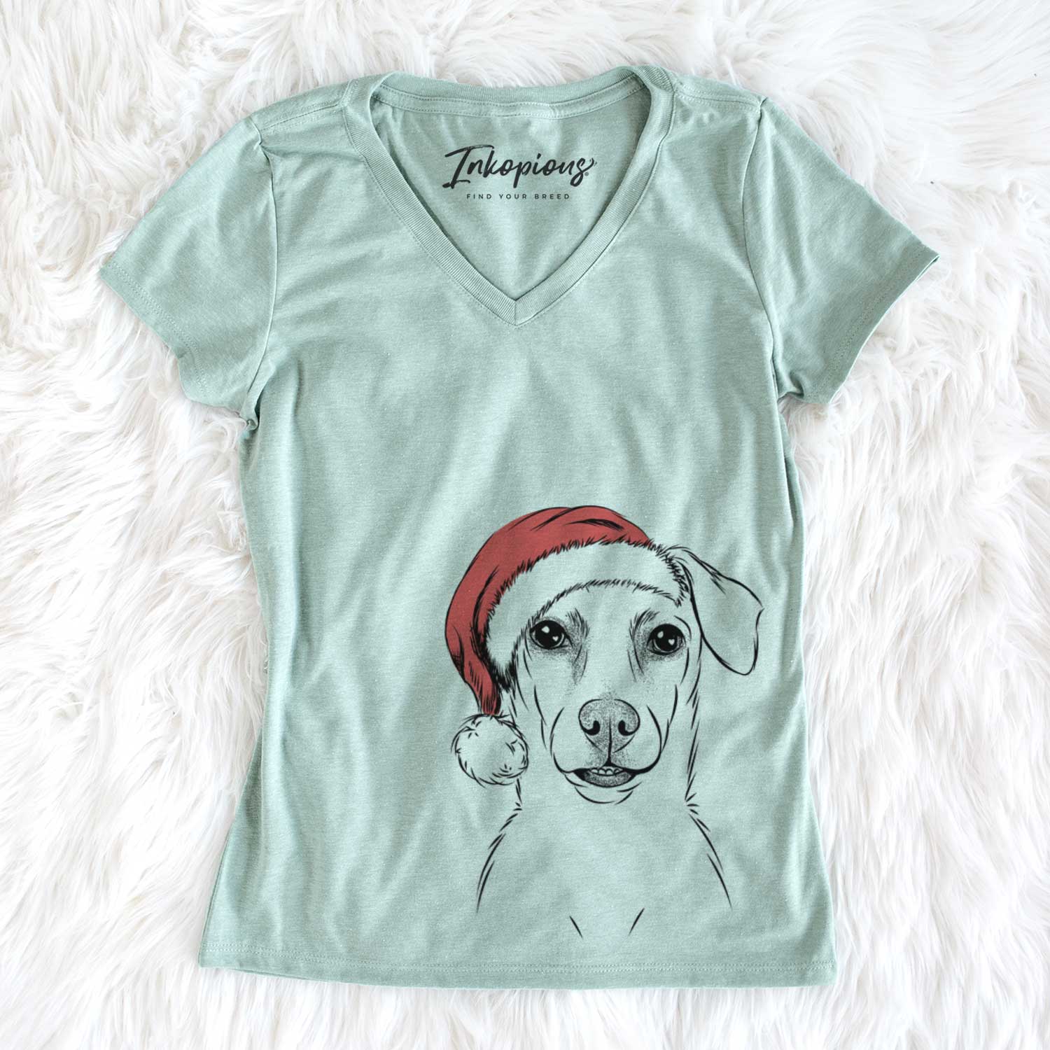 Santa Koa the Jack Russell Terrier - Women's V-neck Shirt