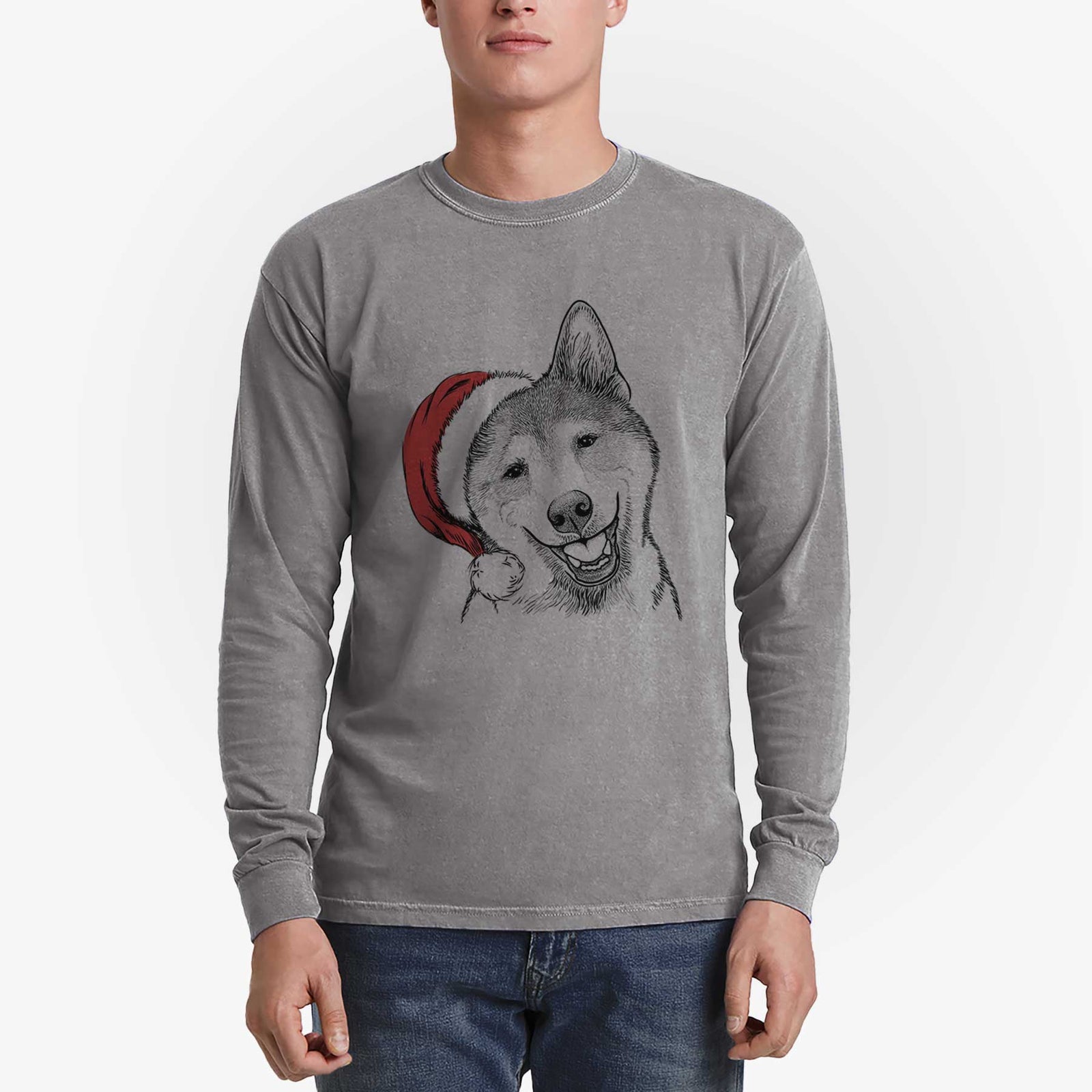 Santa Koby the Shiba Inu - Heavyweight 100% Cotton Long Sleeve