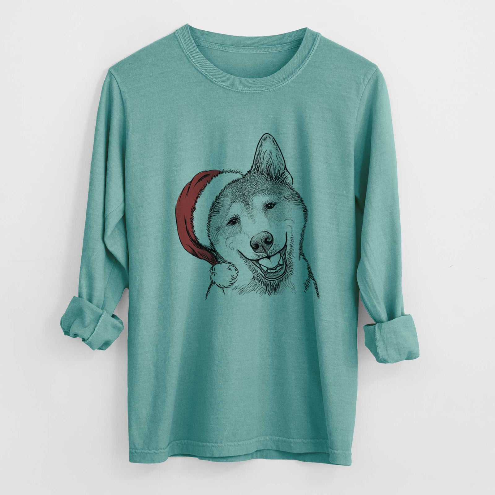 Santa Koby the Shiba Inu - Heavyweight 100% Cotton Long Sleeve