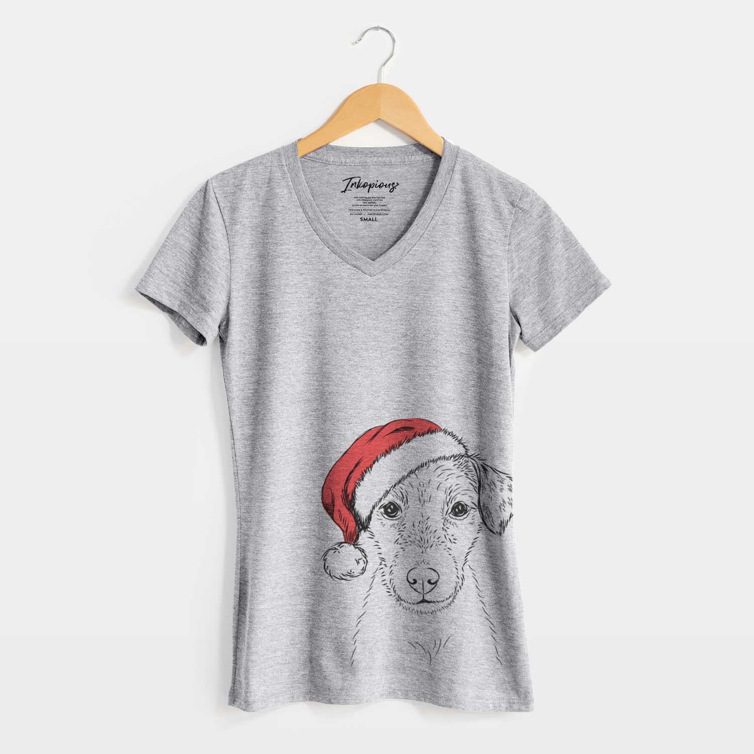 Santa Kozmo the Jack Russell Terrier - Women's V-neck Shirt