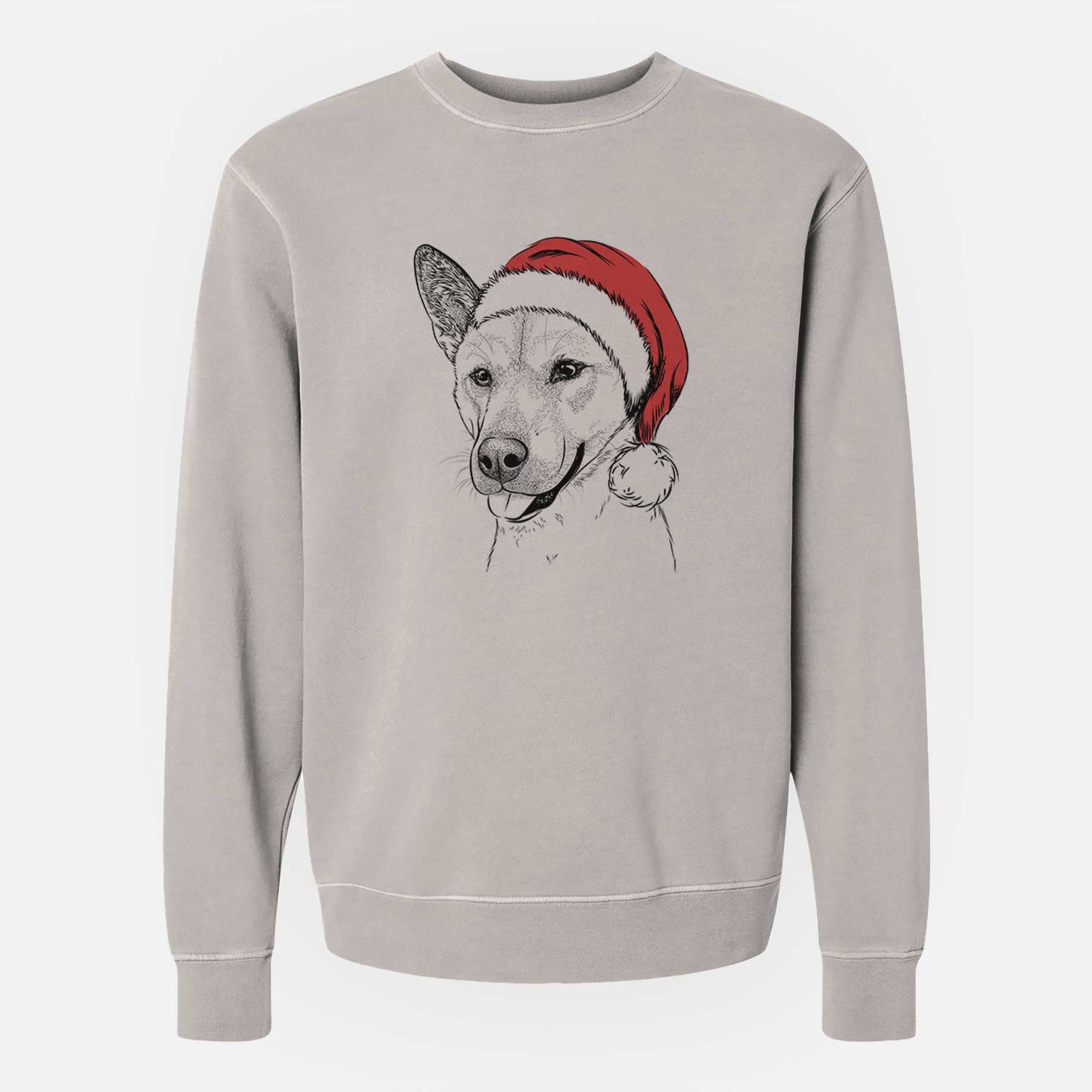 Santa Kulfi the Jindo Shiba Inu Mix - Unisex Pigment Dyed Crew Sweatshirt