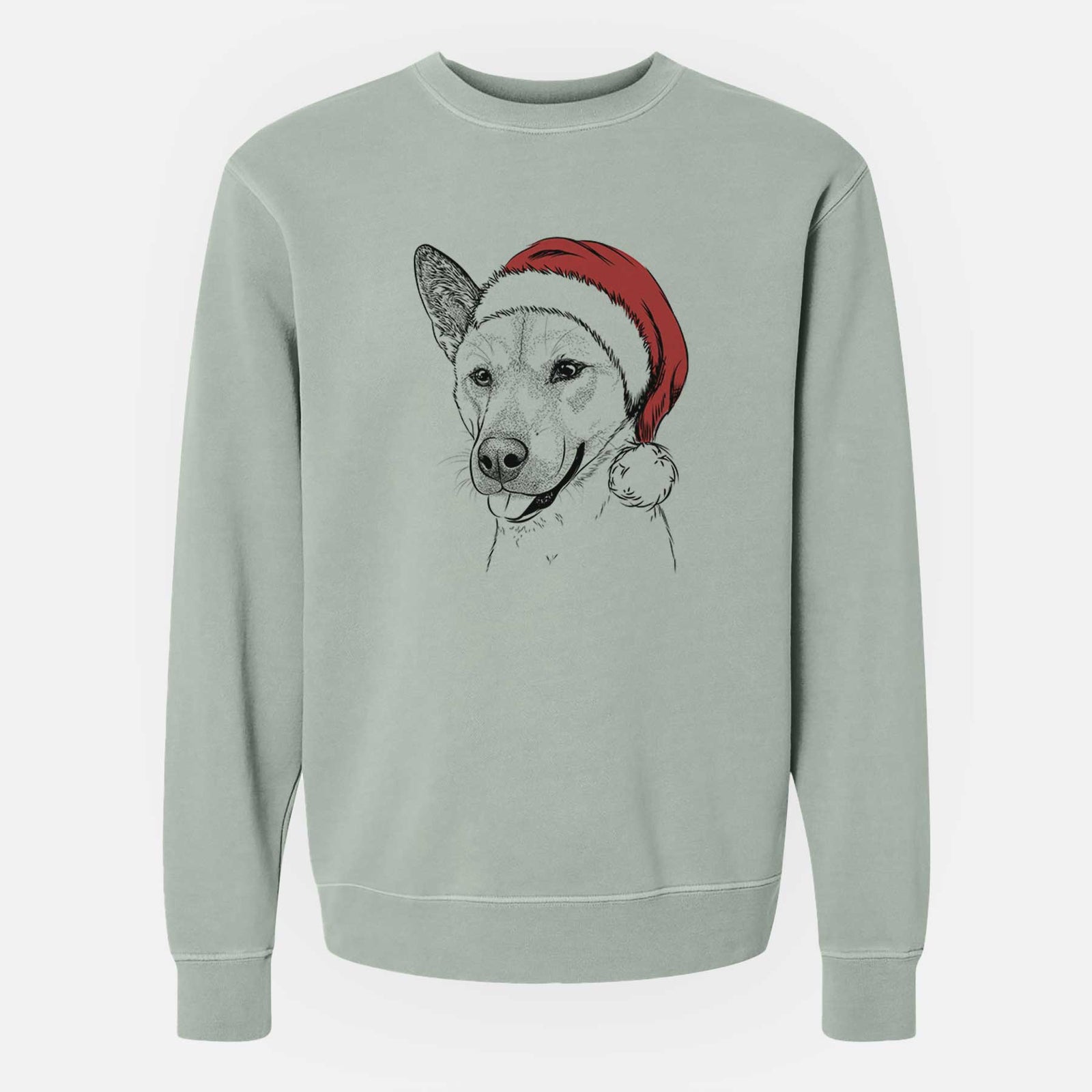 Santa Kulfi the Jindo Shiba Inu Mix - Unisex Pigment Dyed Crew Sweatshirt