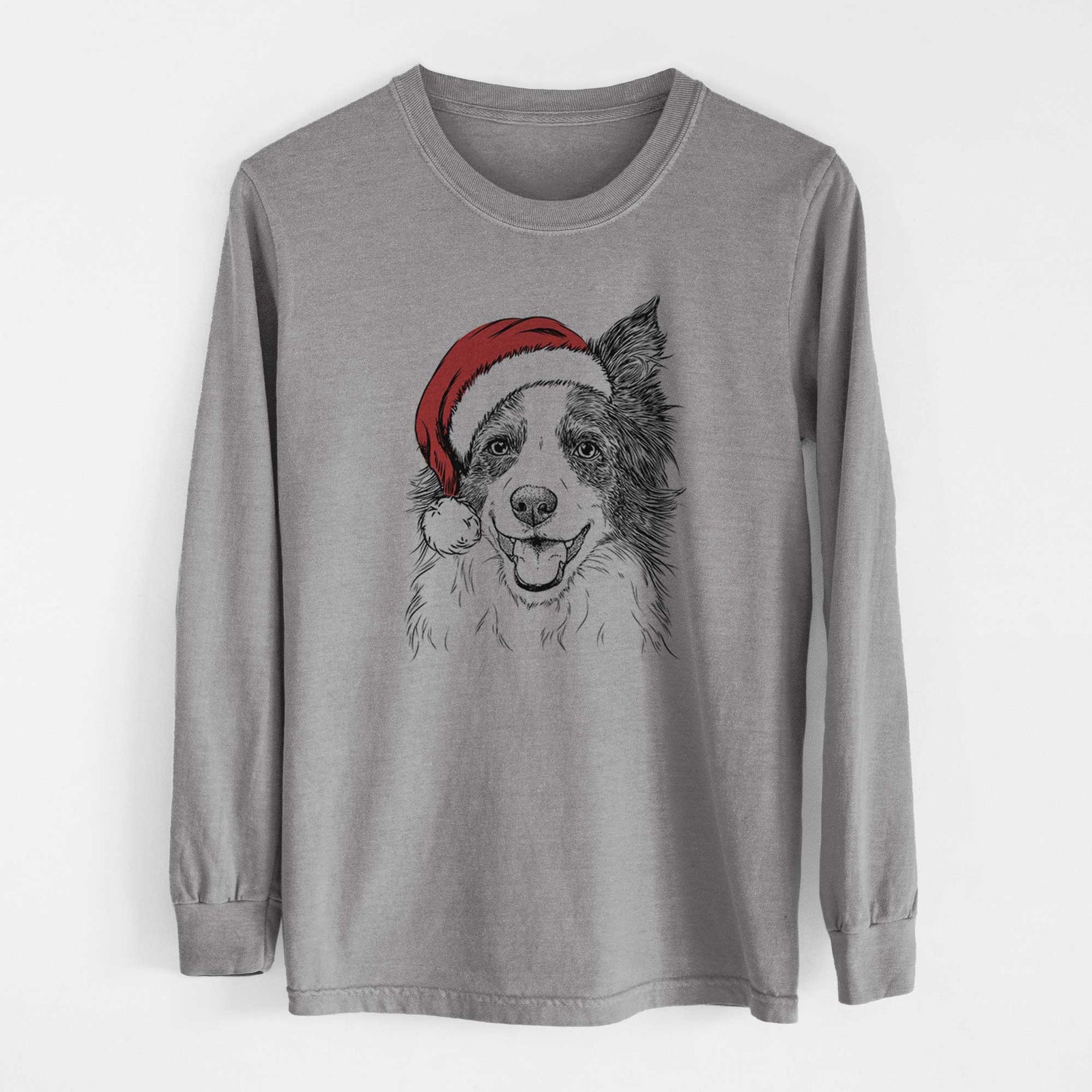 Santa Kylee the Border Collie - Heavyweight 100% Cotton Long Sleeve