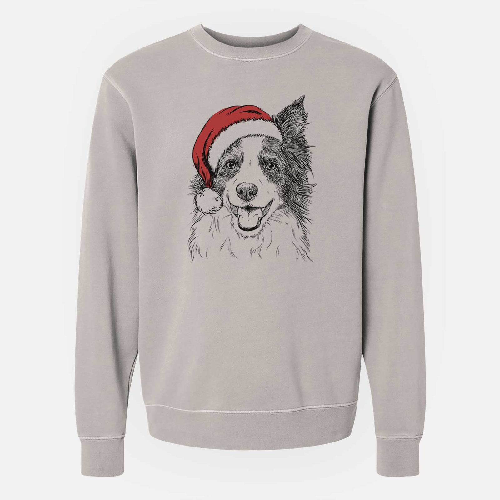 Santa Kylee the Border Collie - Unisex Pigment Dyed Crew Sweatshirt