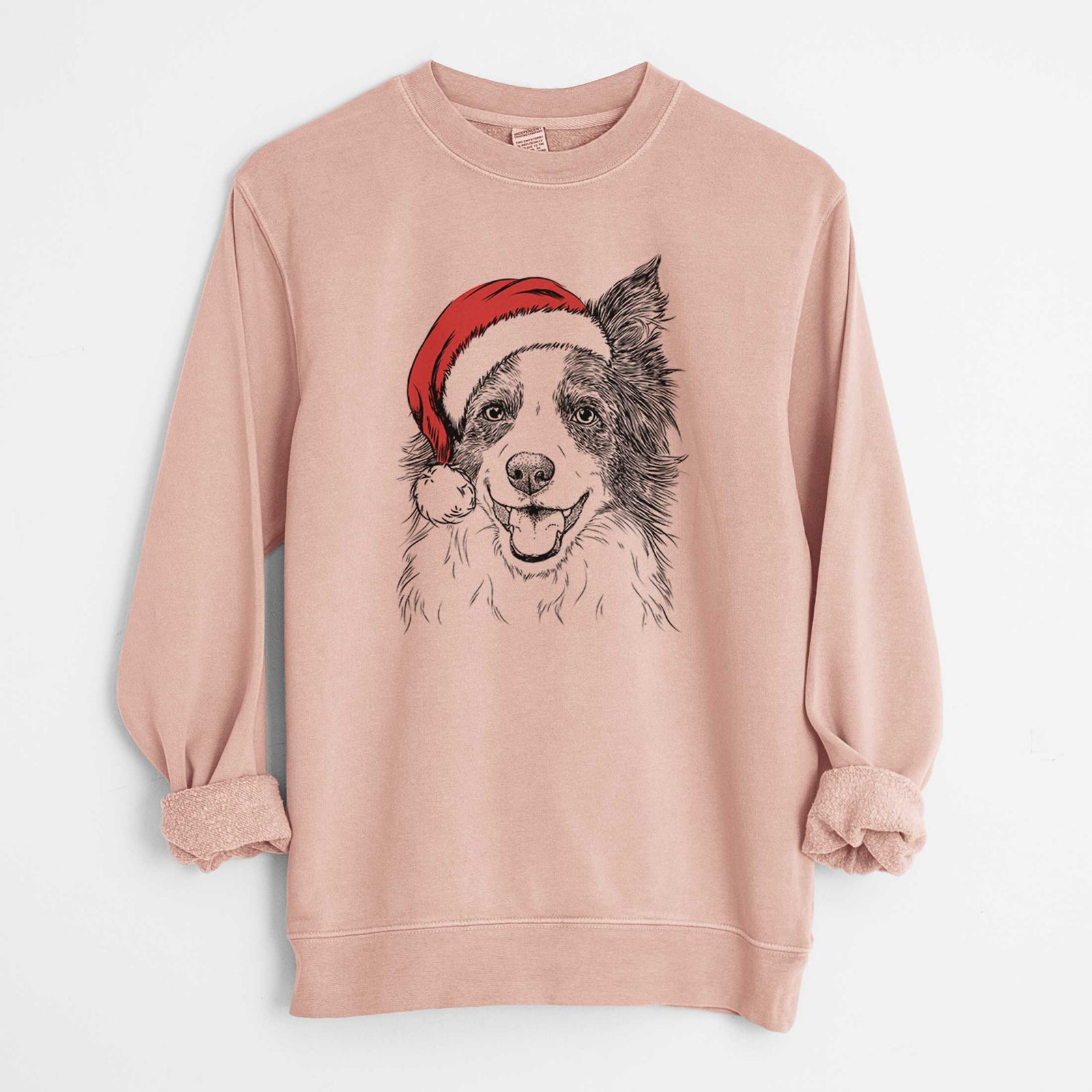 Santa Kylee the Border Collie - Unisex Pigment Dyed Crew Sweatshirt