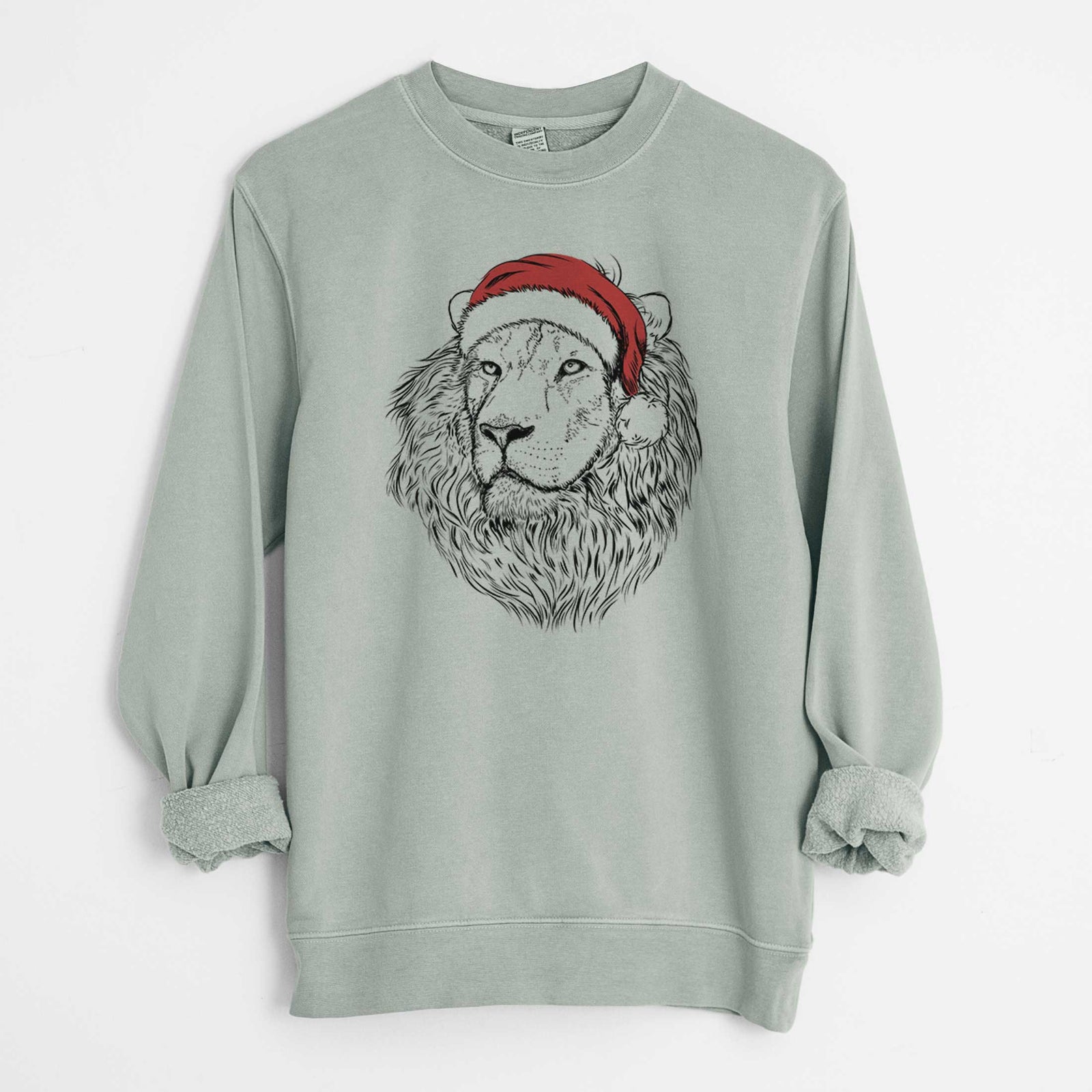 Santa Lenny the Lion - Unisex Pigment Dyed Crew Sweatshirt