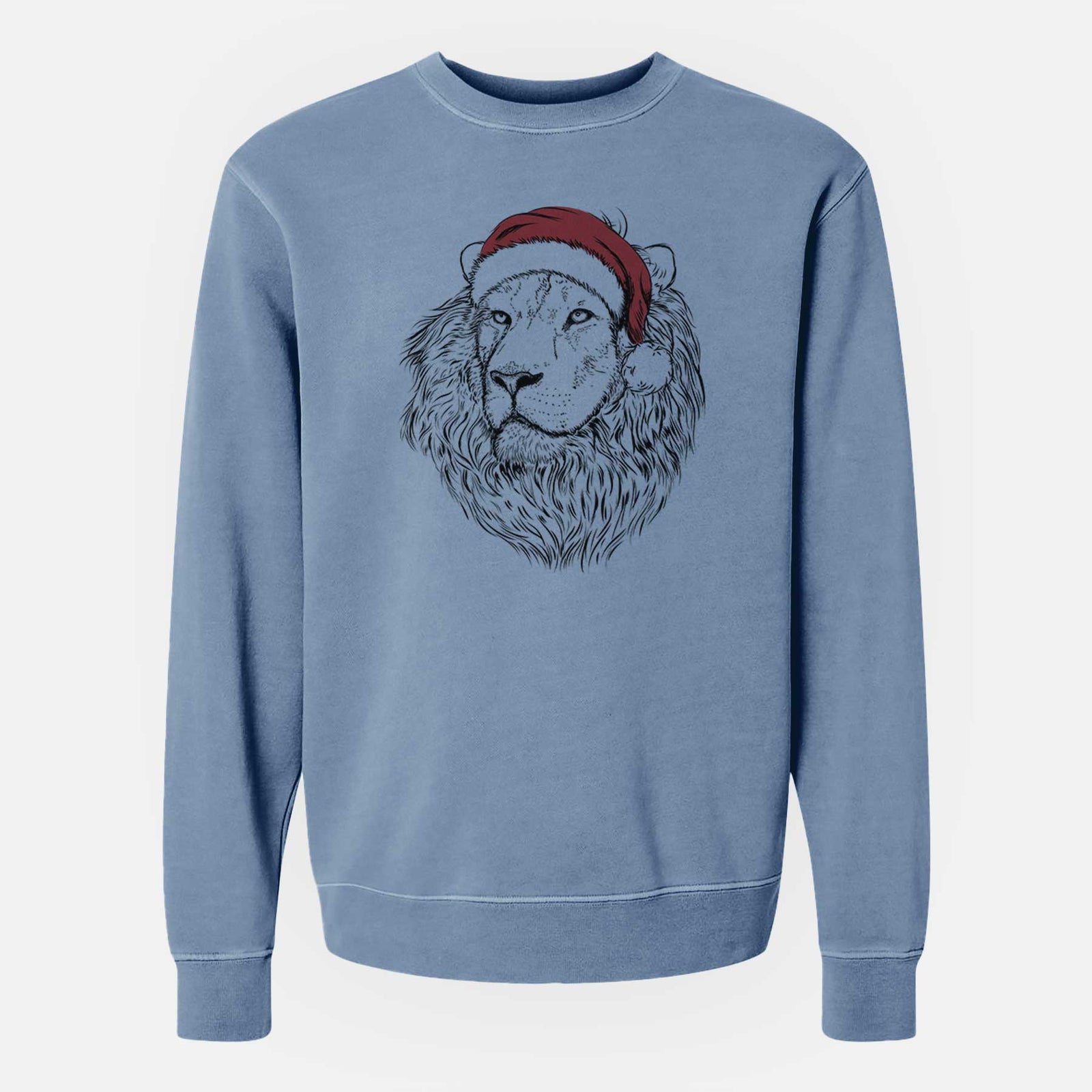 Santa Lenny the Lion - Unisex Pigment Dyed Crew Sweatshirt