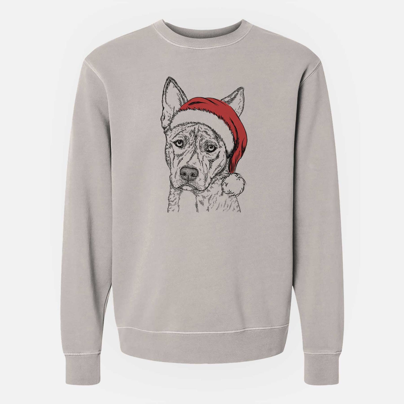 Santa Leo the Ibizan Hound Bull Mastiff Mix - Unisex Pigment Dyed Crew Sweatshirt