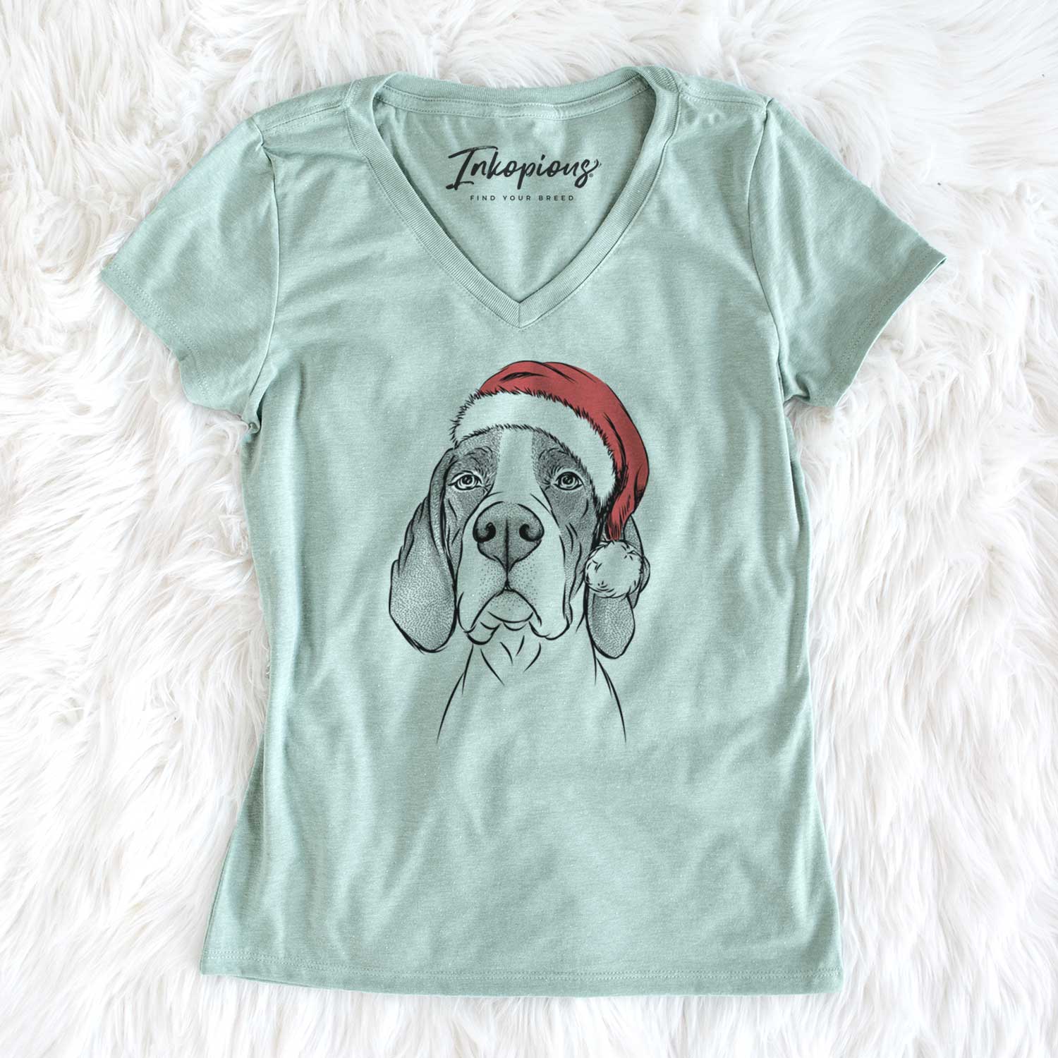 Santa Liam the English Pointer - Women's V-neck Shirt
