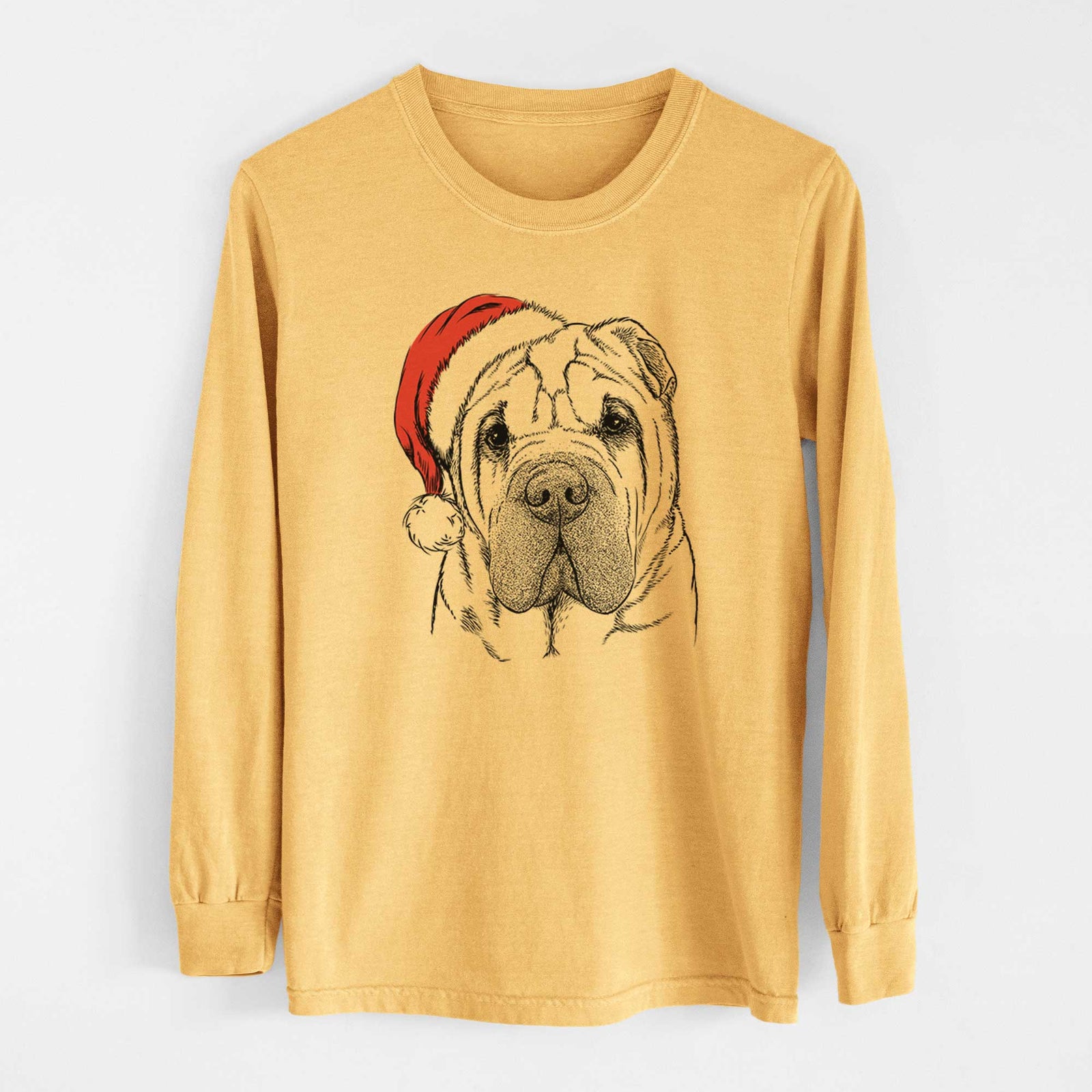 Santa Lilly the Shar Pei - Heavyweight 100% Cotton Long Sleeve