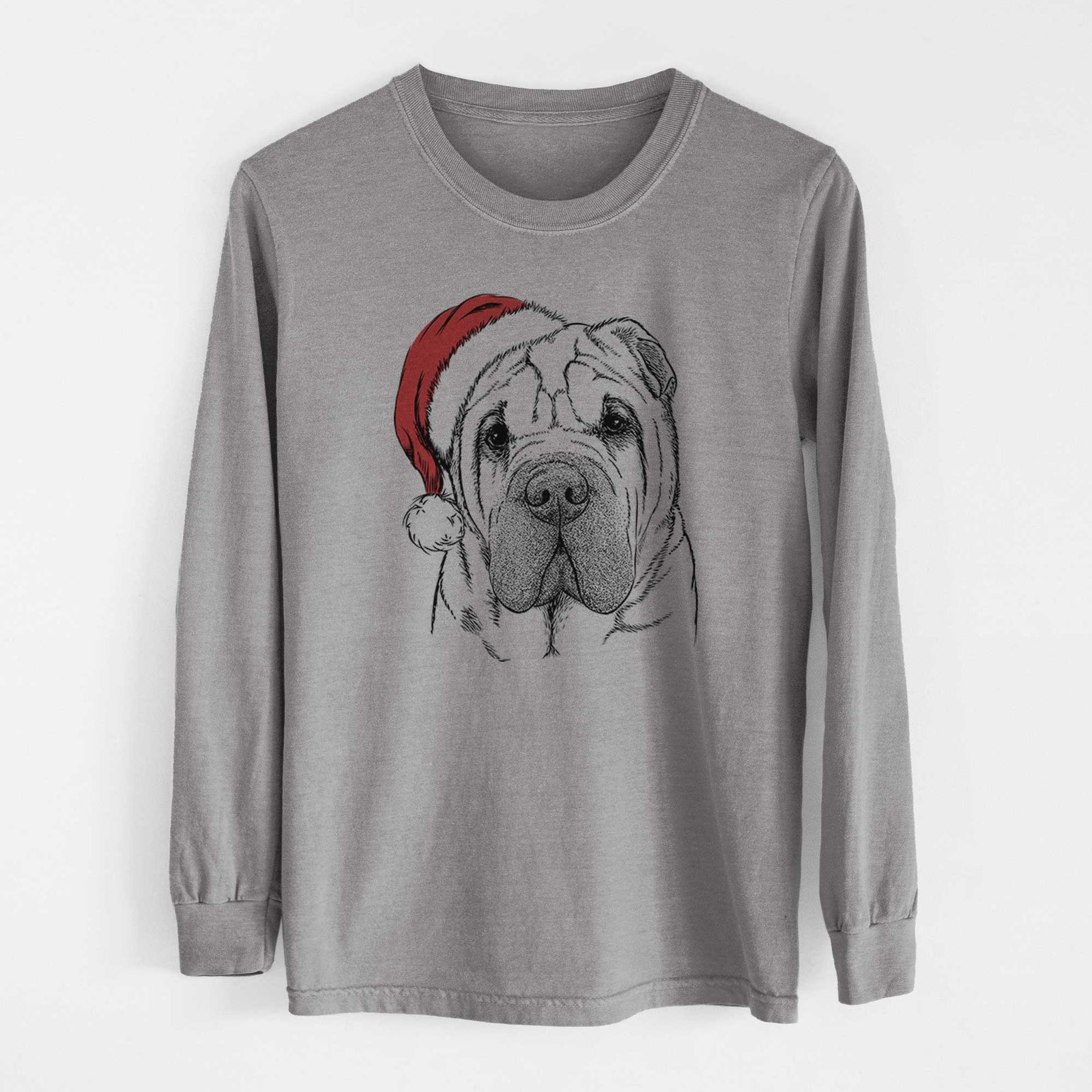 Santa Lilly the Shar Pei - Heavyweight 100% Cotton Long Sleeve