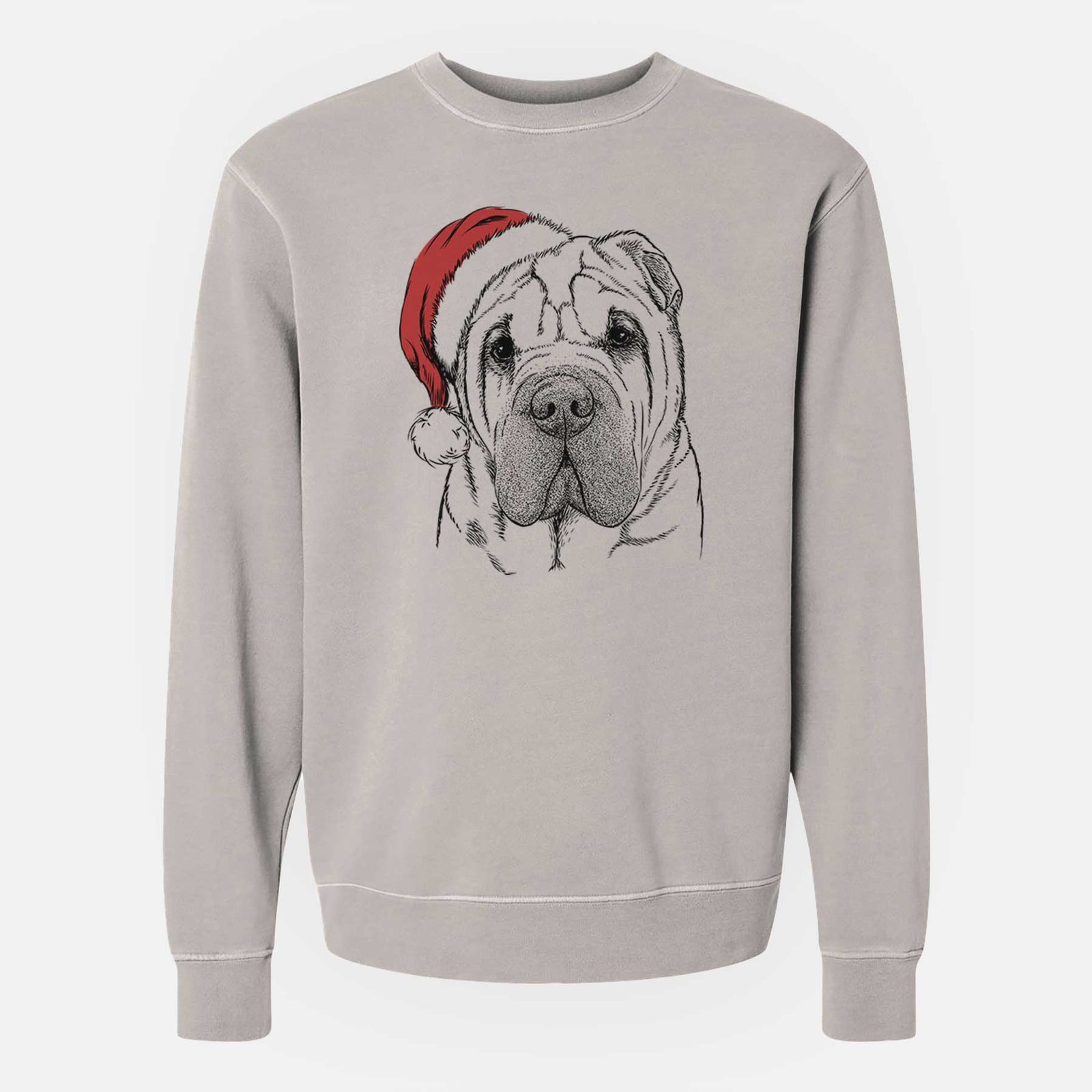 Santa Lilly the Shar Pei - Unisex Pigment Dyed Crew Sweatshirt