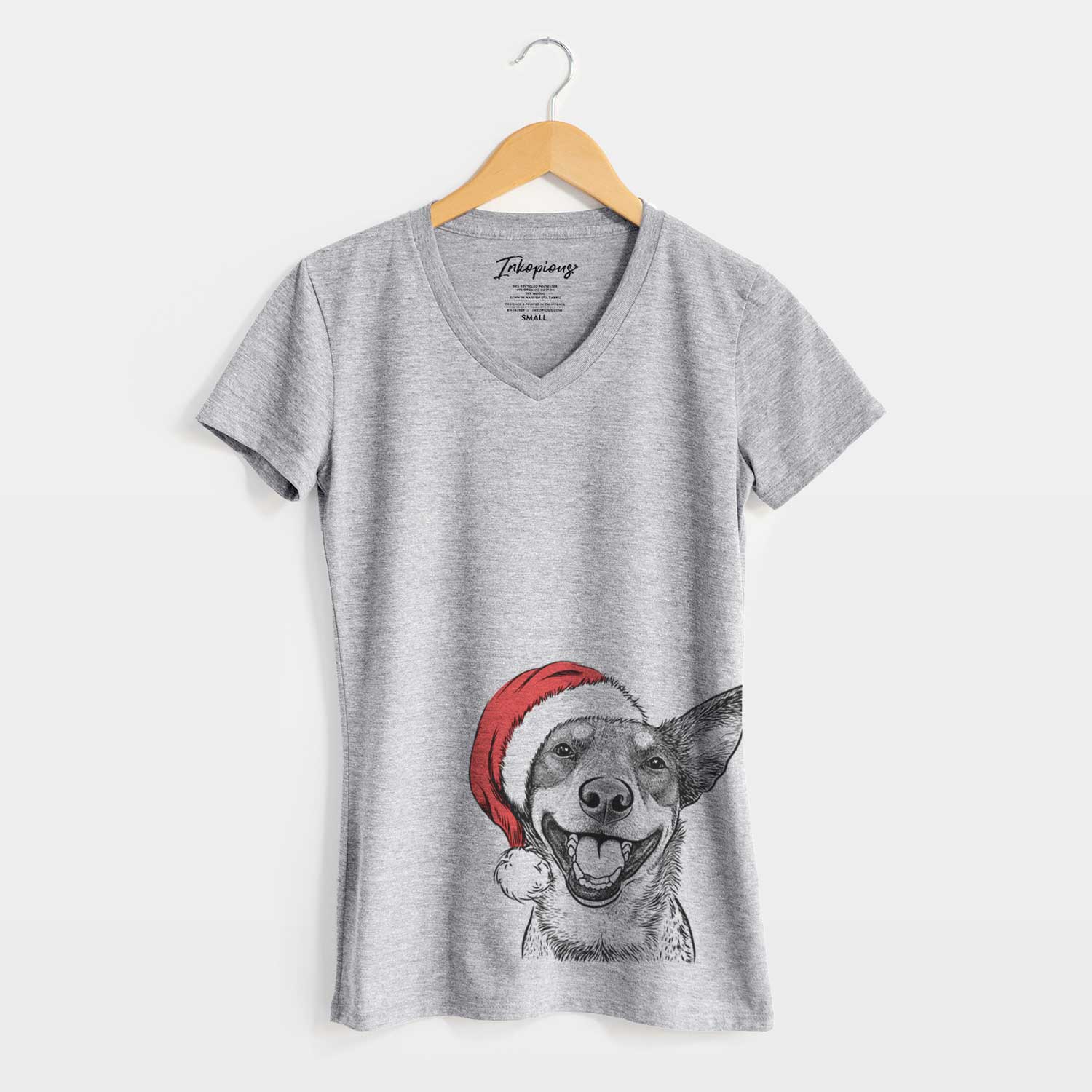 Santa Lily the Australian Cattle Dog - Women's V-neck Shirt