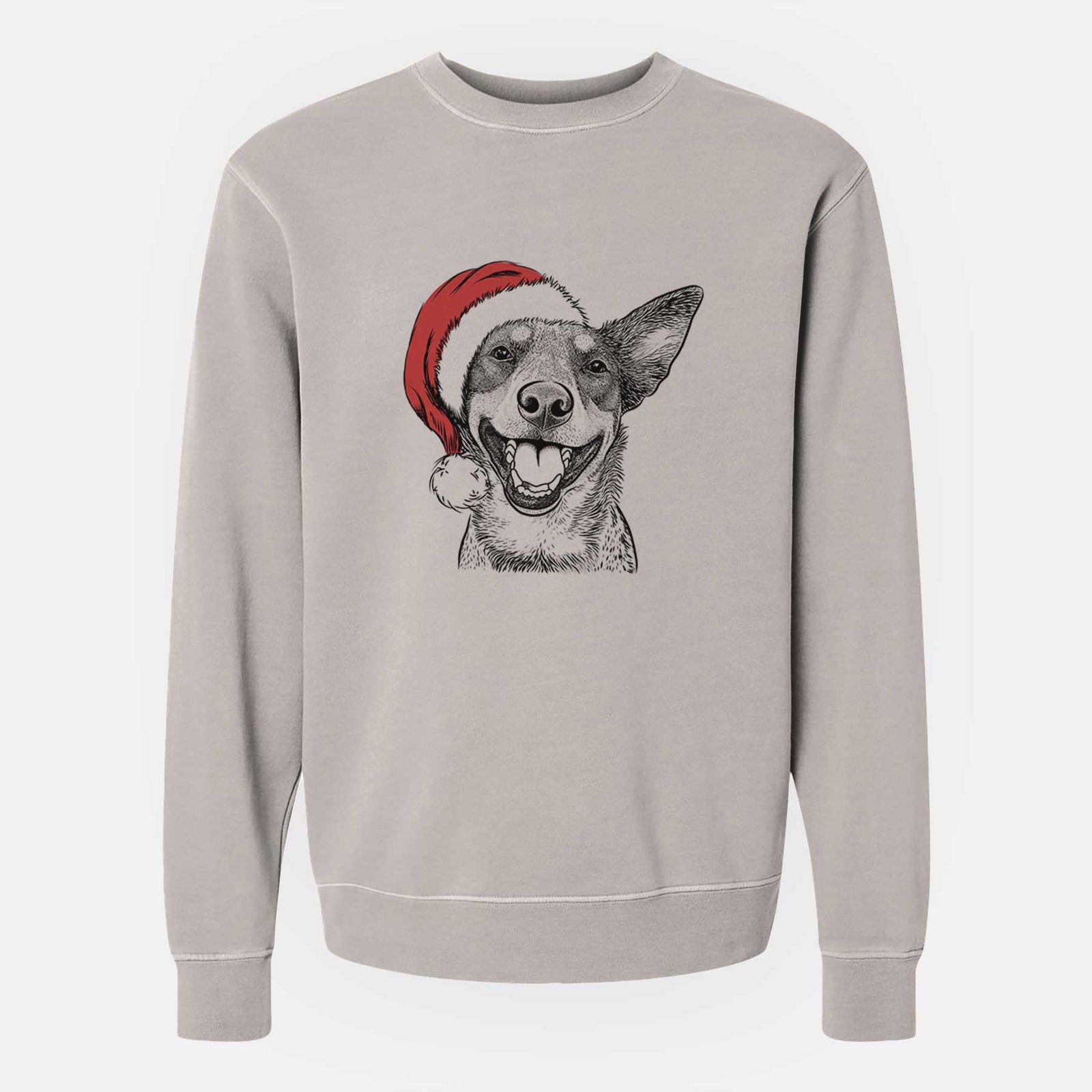 Santa Lily the Australian Cattle Dog - Unisex Pigment Dyed Crew Sweatshirt